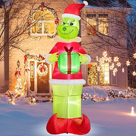 8.5ft Inflatable Santa Claus Green Monster Decoration for Christmas Halloween Outdoor