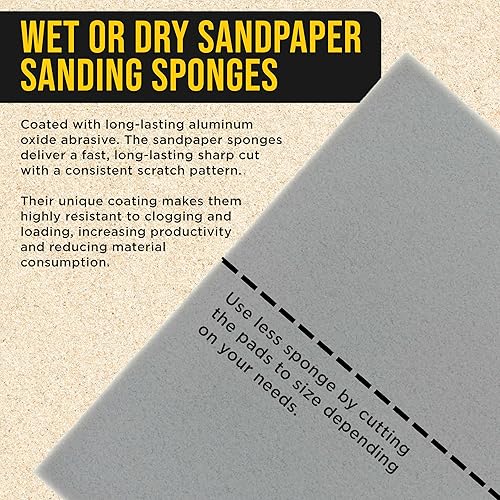 Miniatura 4 de Dura-Gold Esponjas de lijado de corte superfino, caja de 10-5.5 x 4.5 pulgadas (grano 500 a 600) Performance Conform & Flex Wet o Dry Flexible