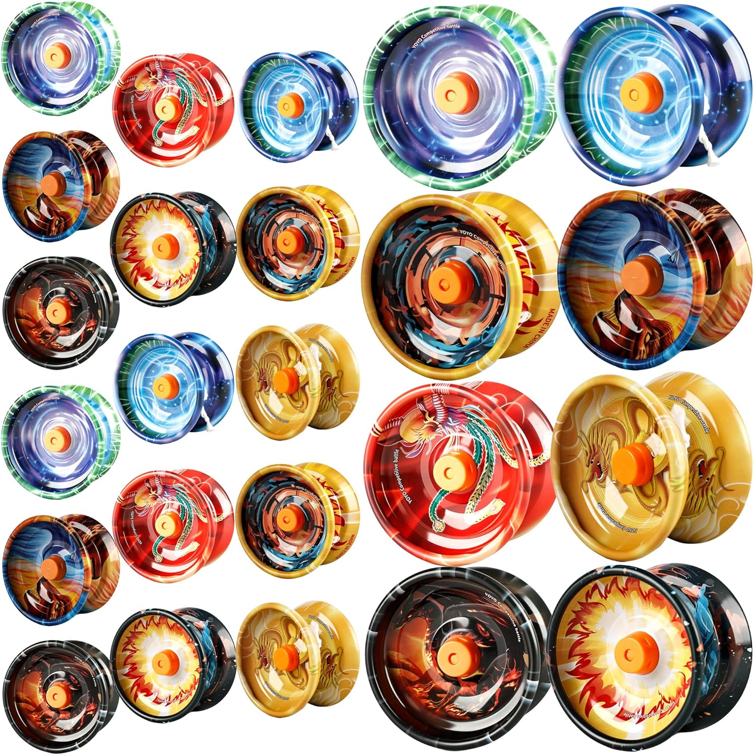 24 Pack Yo-Yo Alloy Response Balls Bulk Colorful Metal Response Yo-Yo Automatic Return Technology Balls for Beginners Boys Adult Training Party Gifts