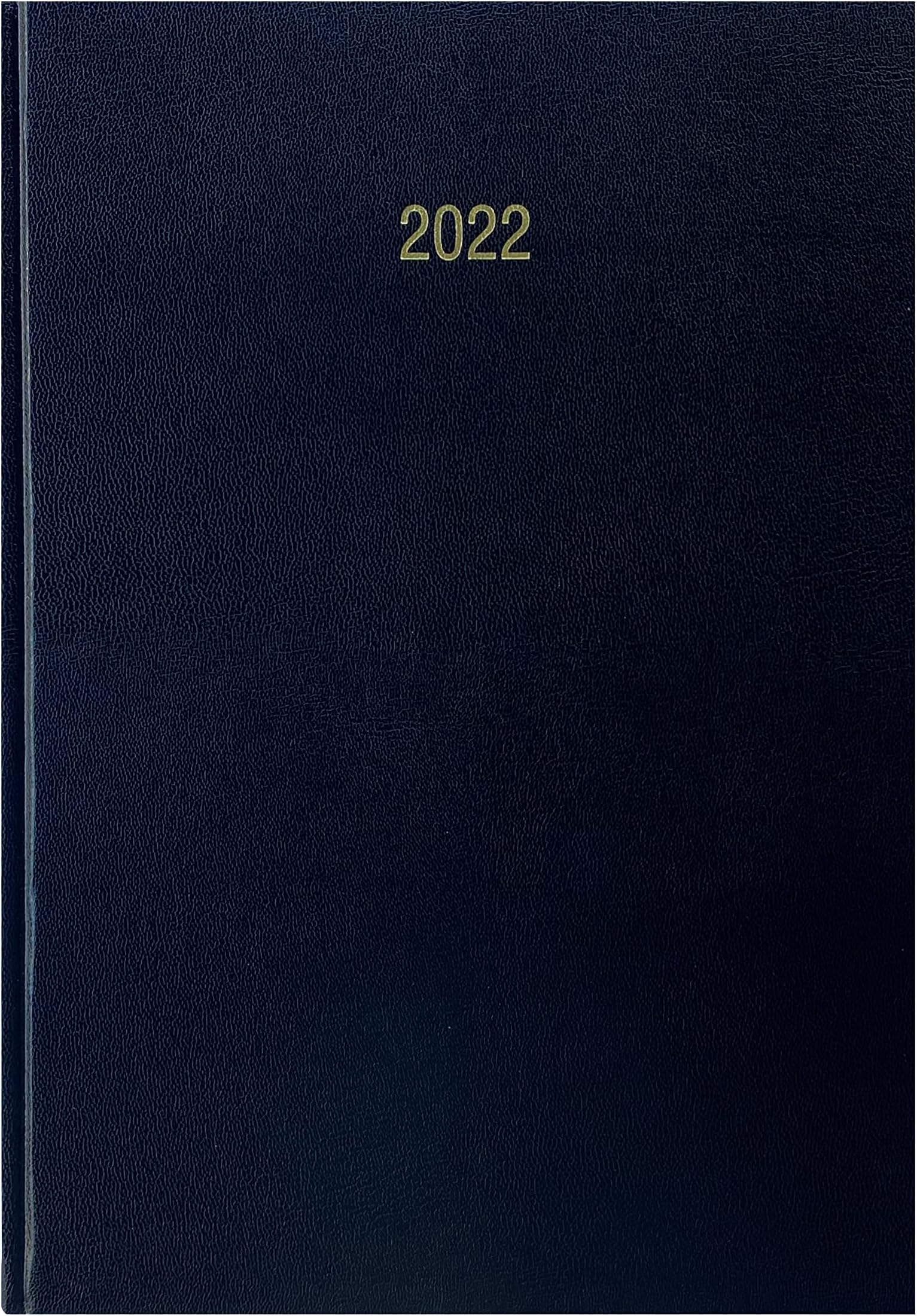 2022 A4 Two Page per Day Business Office Diary Hardback case Bound Desk Diary by Precious London (Black)