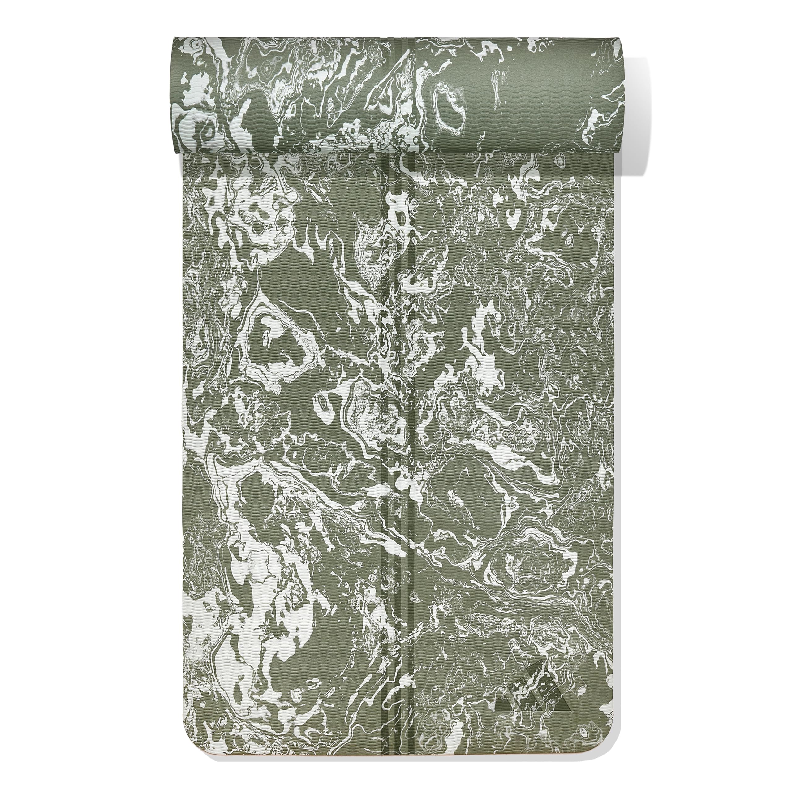 Adidas Yogamatte 5 mm TPE/EVA - Rutschfest, Camo Linen Green | 176 x 61 cm, feste Dichte, geriffelte Oberfläche, gerippte Basis - inkl. gewebtem Trageseil