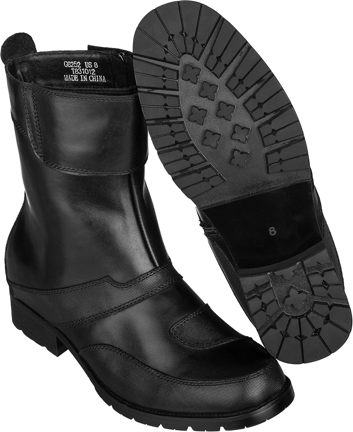 CALTO Men's Invisible Height Increasing Elevator Shoes - Black Leather Zipper High-top Biker Boots - 3.3 Inches Taller - G6252 : Clothing, Shoes & Jewelry