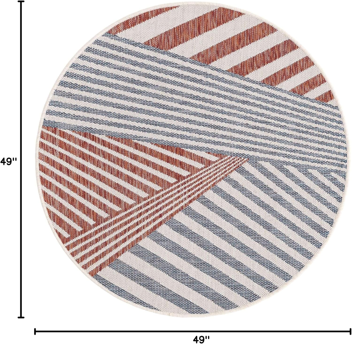 Unique Loom Jill Zarin Outdoor Collection Area Rug (4' 1'' Round, Blue/ Red)