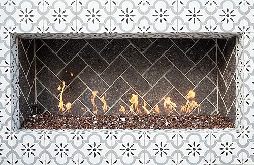 Miniatura 4 de MSI Vidrio ignífugo marrón cobre, rocas de vidrio templado reflectante de 12 pulgada de alto brillo para propano o chimenea de gas natural, rocas de