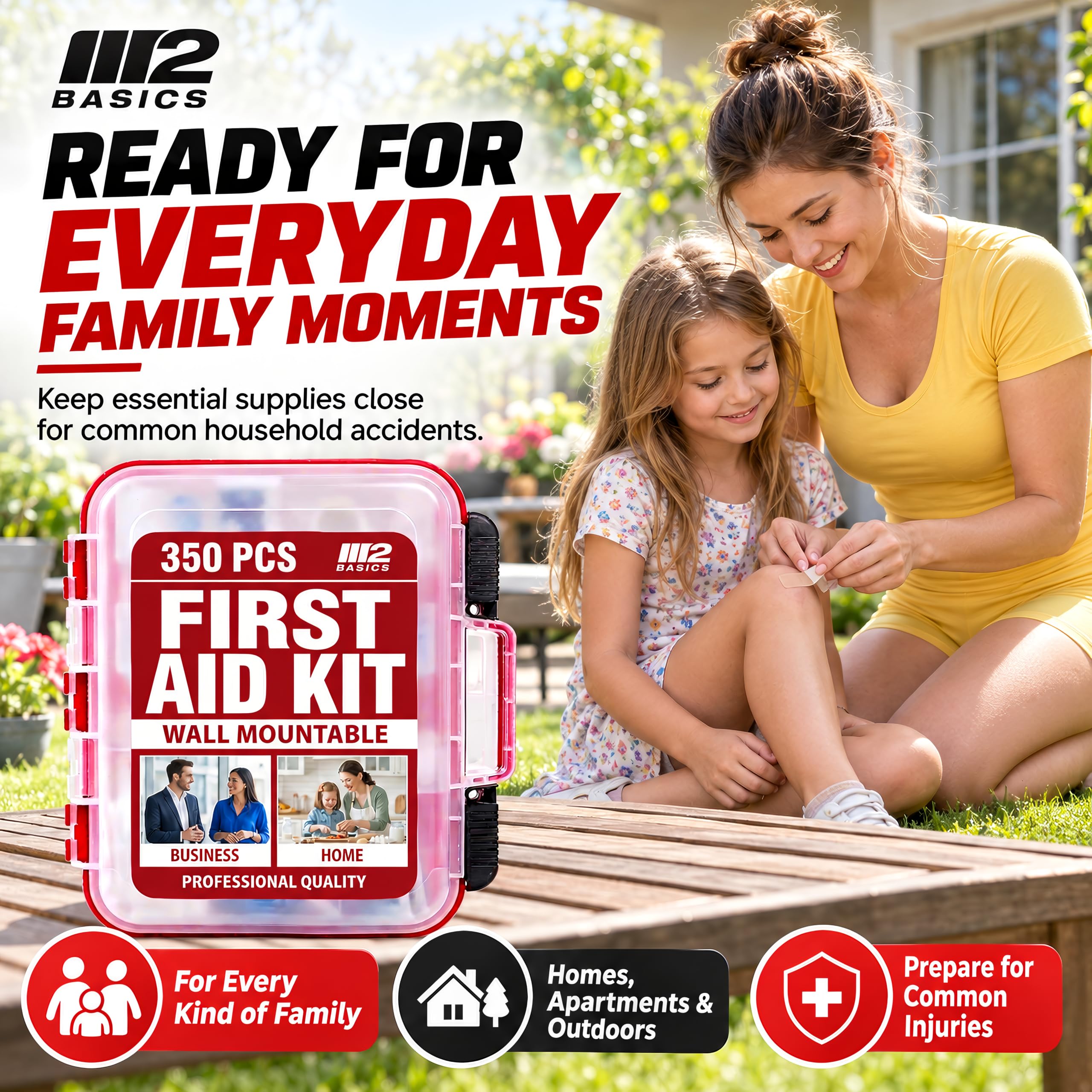 M2 BASICS 350 Piece Professional Wall-Mount First Aid Kit, Business, Home — Amazon image 5