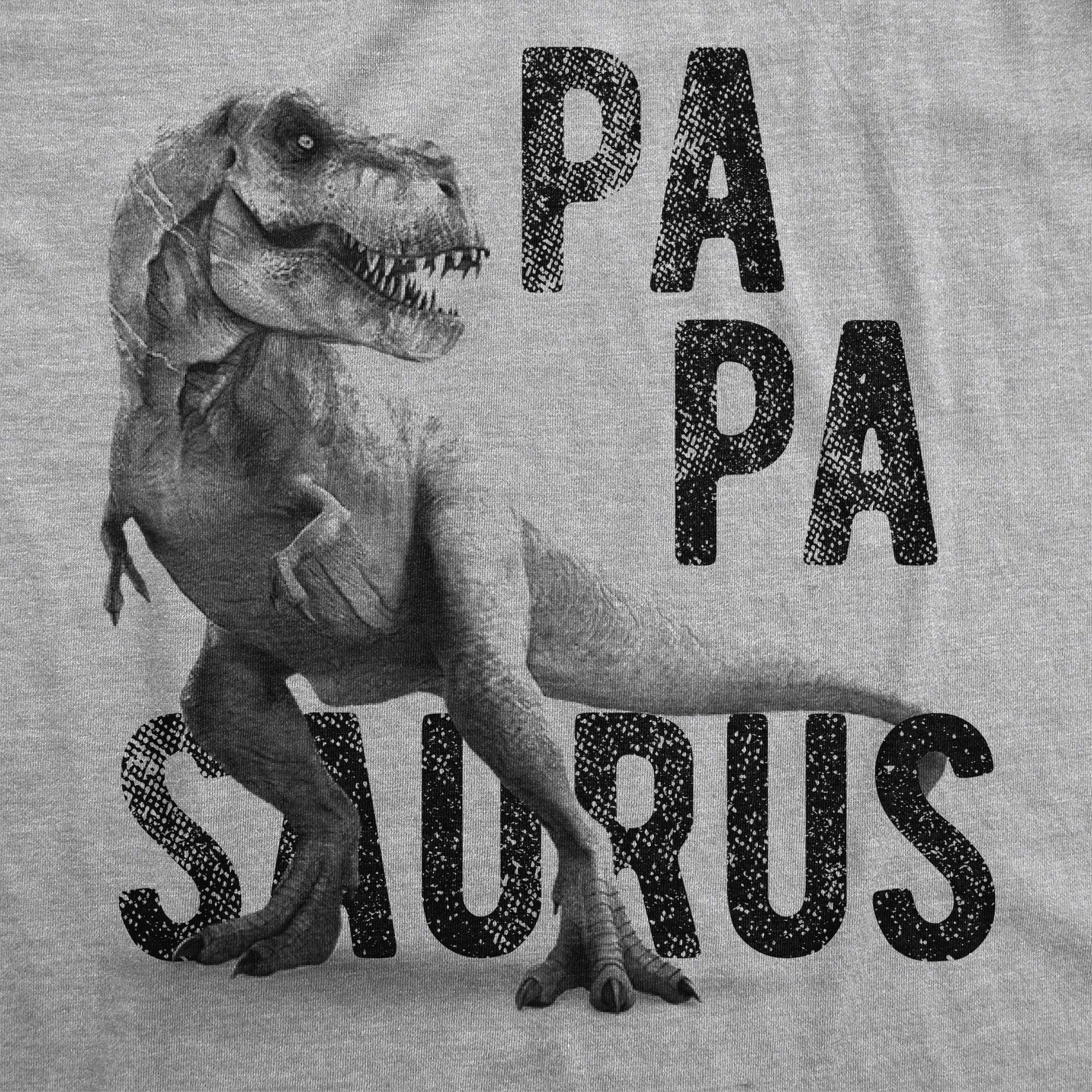 Crazy Dog Tshirts - Mens Papasaurus Tshirt Funny Trex Dinosaur Fathers Day Graphic Novelty tee (Light Heather Grey) - XXL - Camiseta Divertidas