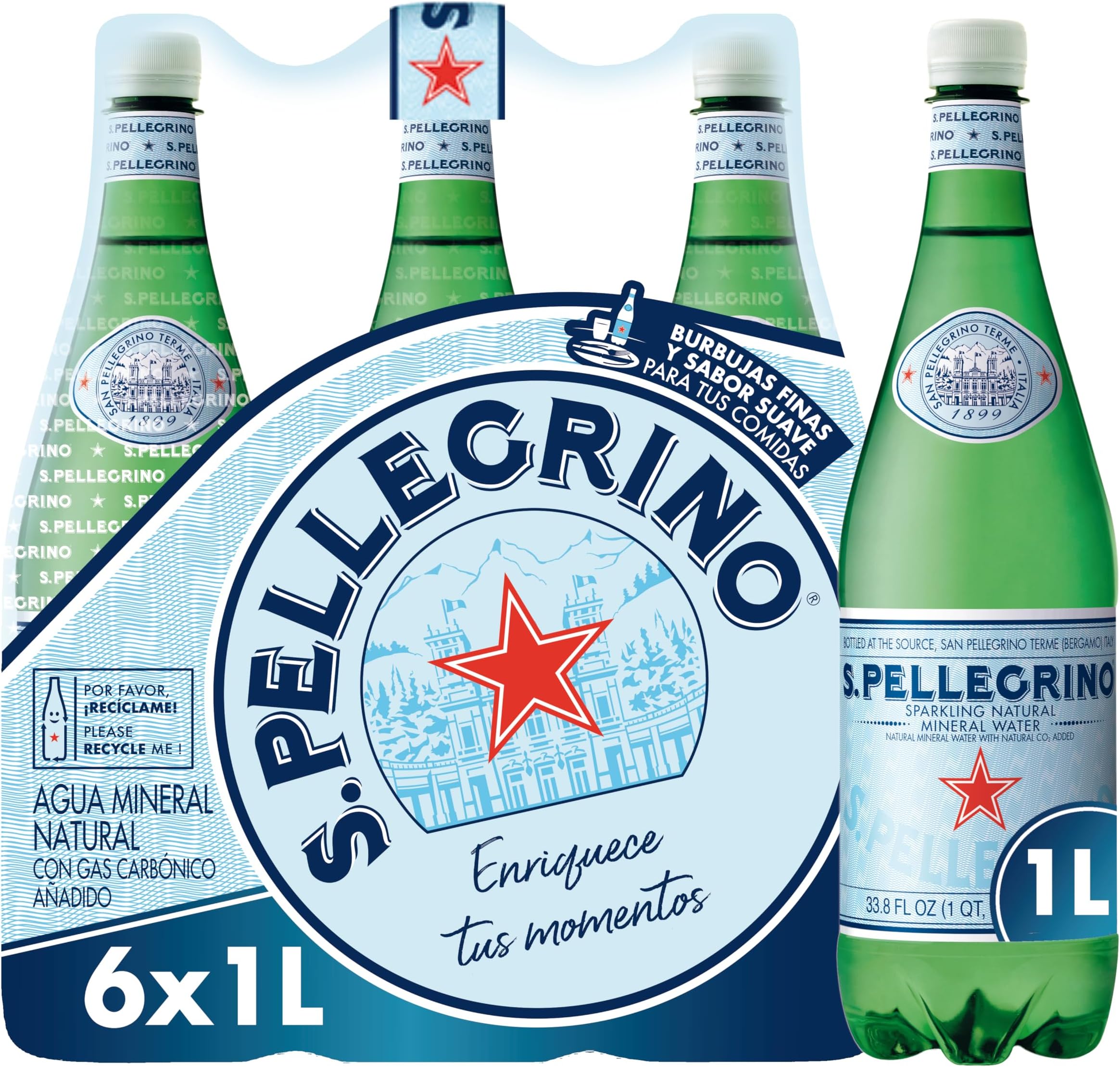 San Pellegrino Sparkling Natural Mineral Water 6x1L