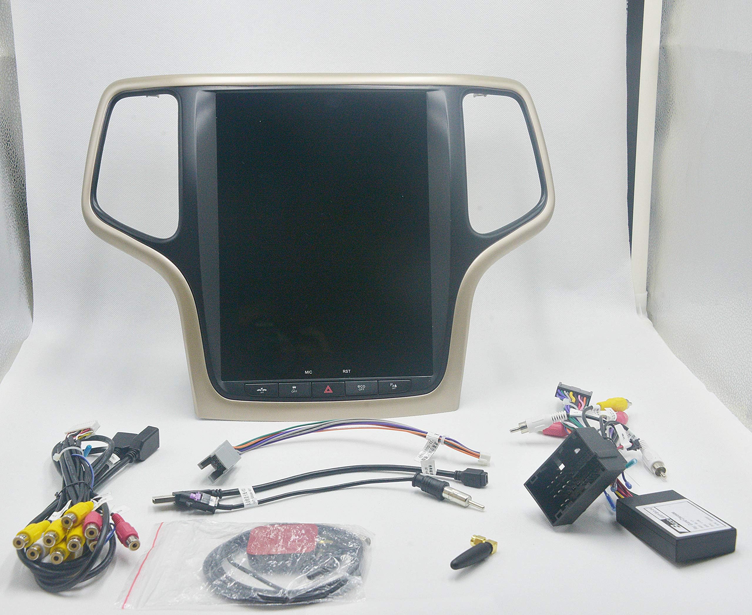 10.4" Quadcore Car DVD Player 1280x800 Vertical Screen 32GB ROM Stereo GPS Navigation DVD for Jeep Grand Cherokee 2014-2017 (Gold)