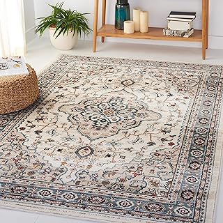Safavieh Traditionell Teppich für Wohnzimmer, Esszimmer, Schlafzimmer - Lyndhurst Collection, Kurzer Flor, Cream and Beige, 120 x 180 cm