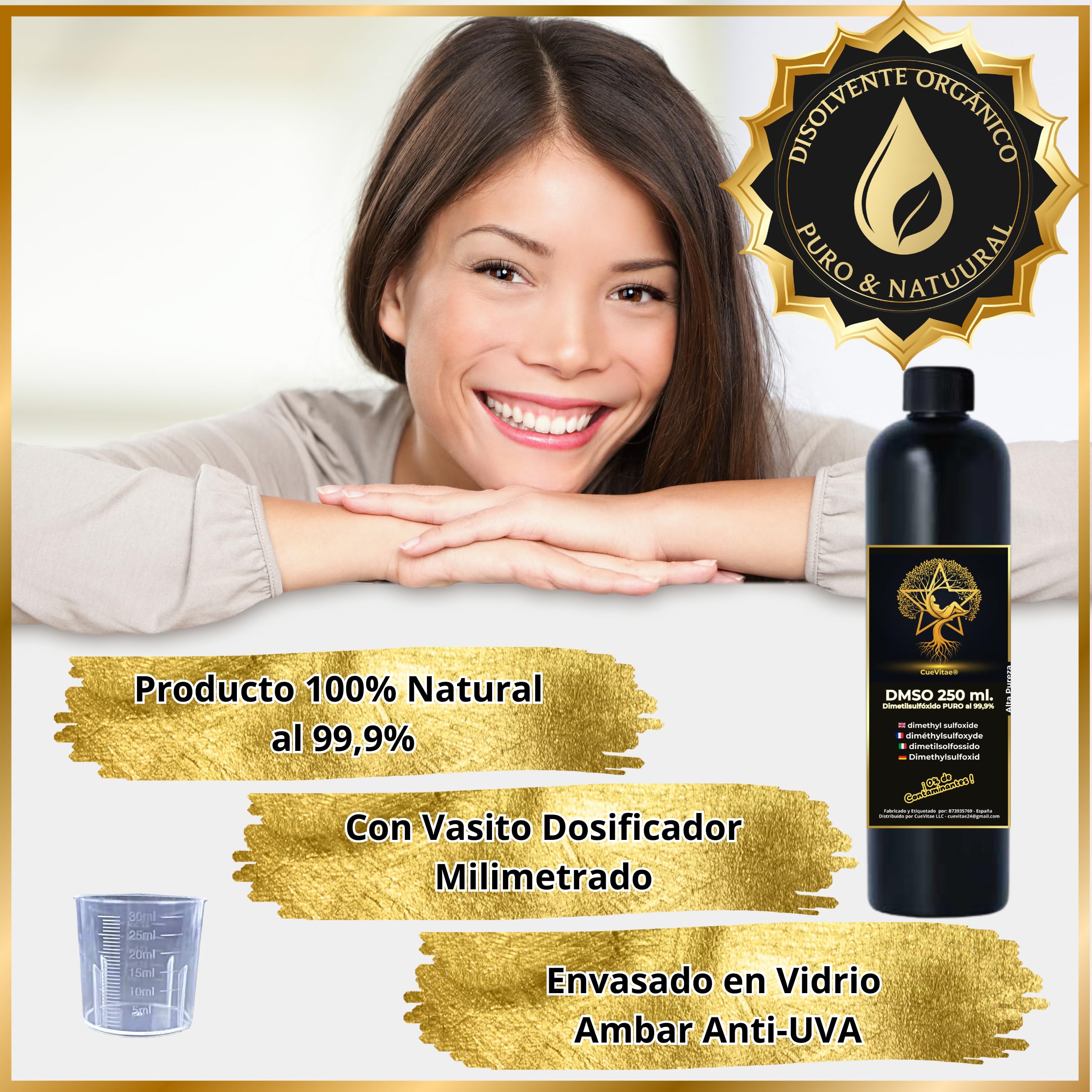DMSO 250 ml | Diméthylsulfoxyde Pureté Minimale [99,9% HDPE] | Qualité Laboratoire | Solvant Organique Liquide