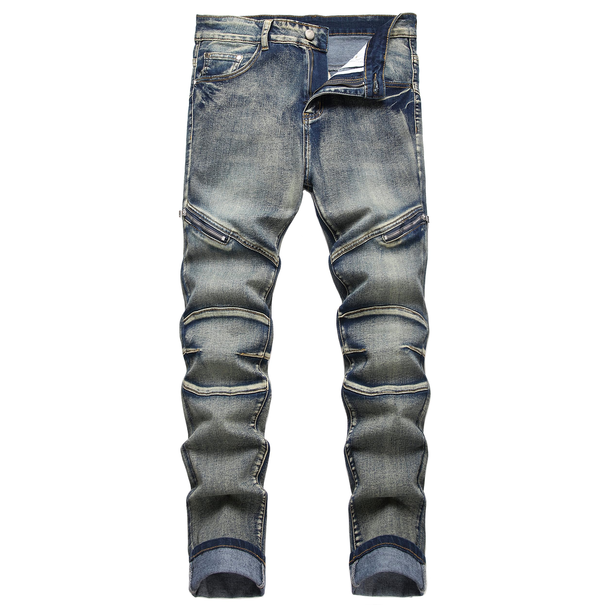 Men's Slim Fit Stretch Jeans Ripped Skinny Jeans for Men, Fashion Straight Leg Comfort Flex Waist Cargo Denim Pants