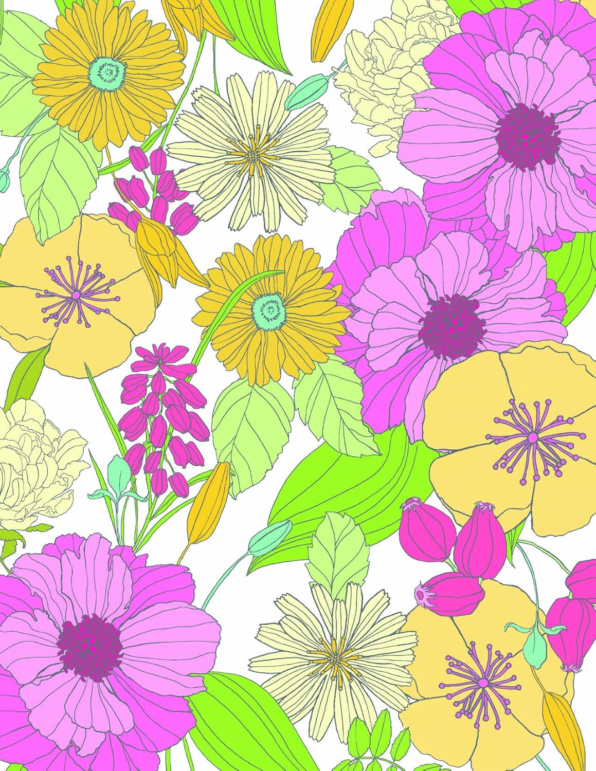 Floral Gift Wrap Fresh Flowers 1/2 Ream Roll (24" x 417