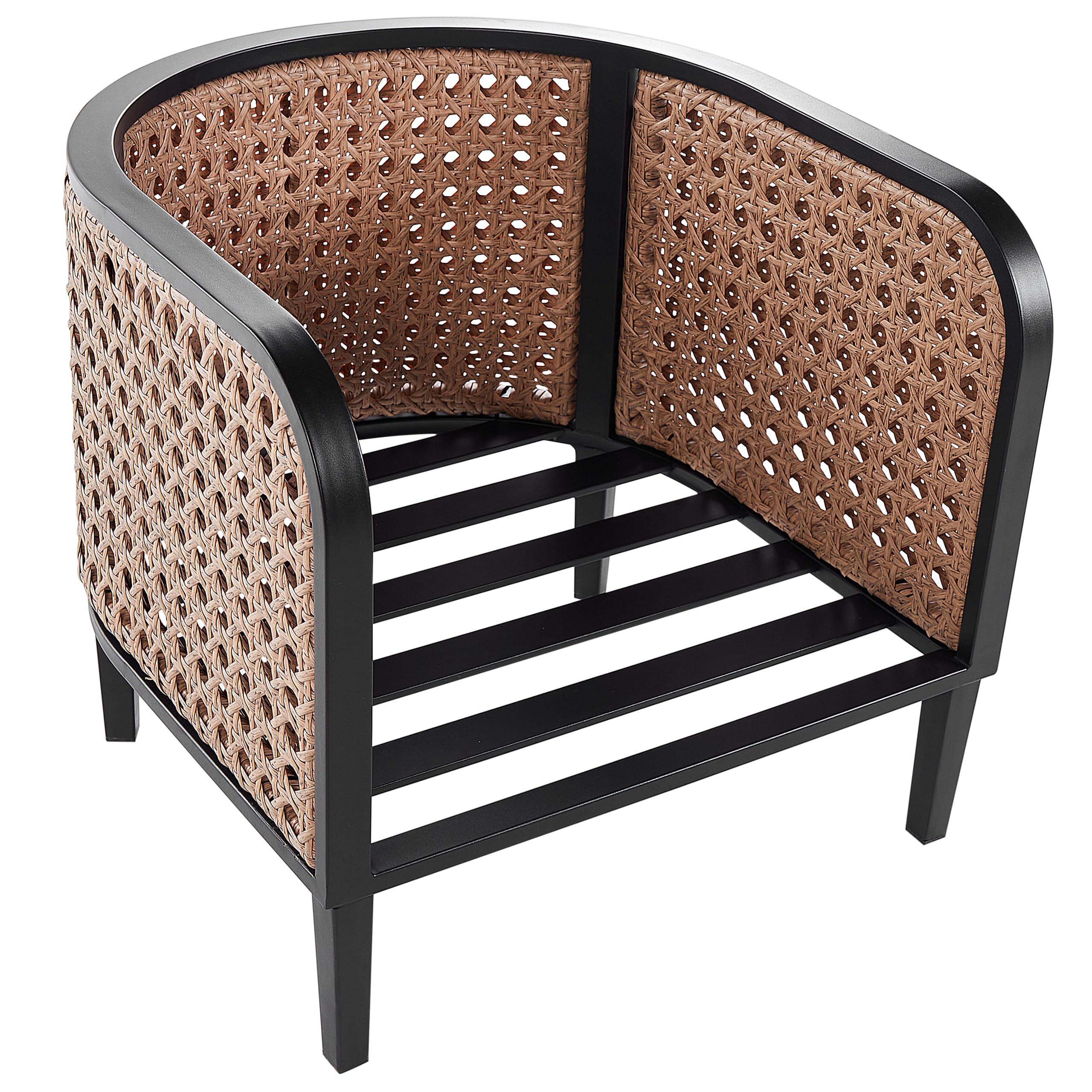 Beliani Sillón de jardín Exterior Metal de Aluminio con Cojines Gruesos Blanco Crema Impermeable Respaldo Trenza vienesa ratán sintético Montefalco
