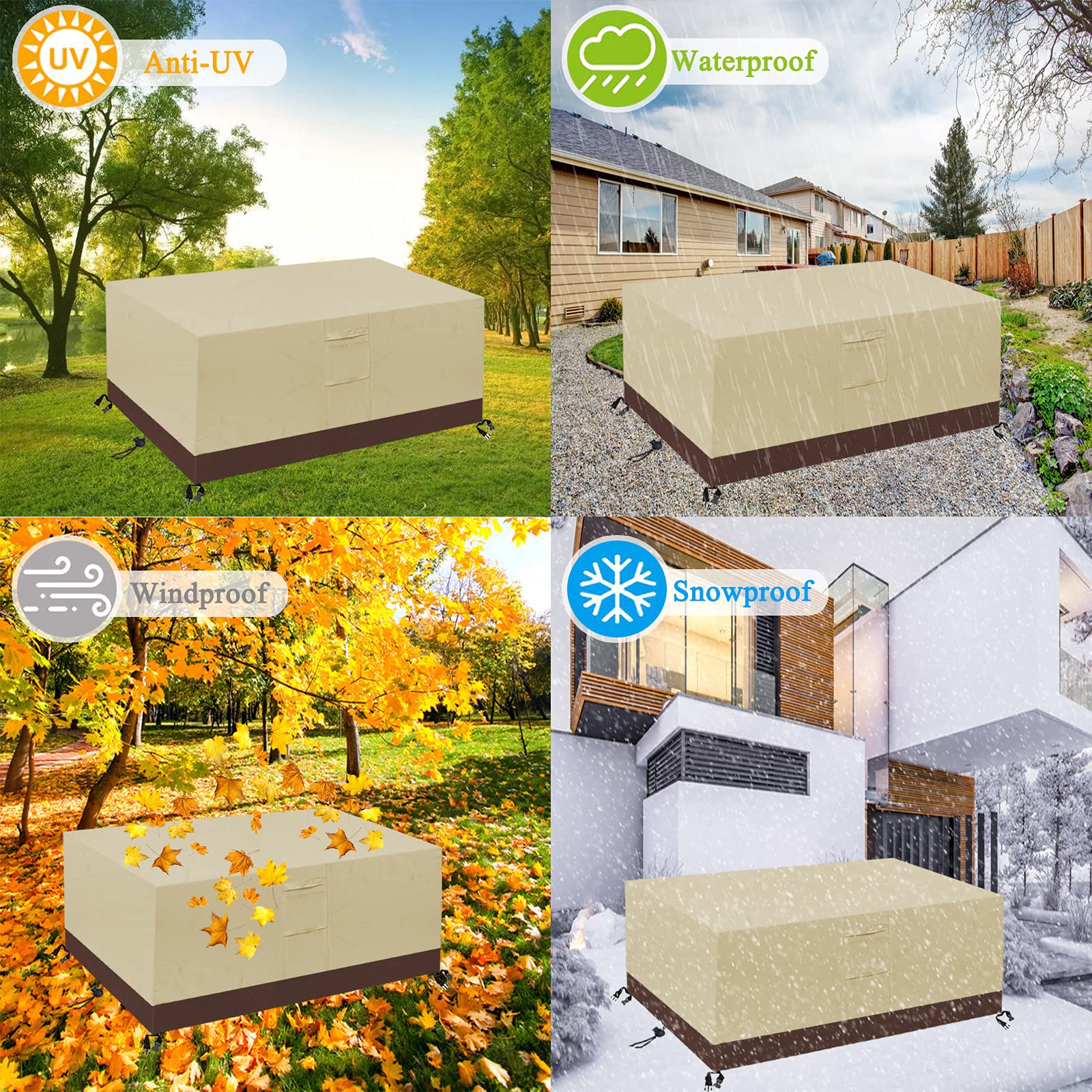 Funda Jardin Exterior I,420D Rectangular Funda Protectora para Muebles de jardín,Impermeable,Transpirable, a Prueba de Polvo y a Prueba Rayos UV