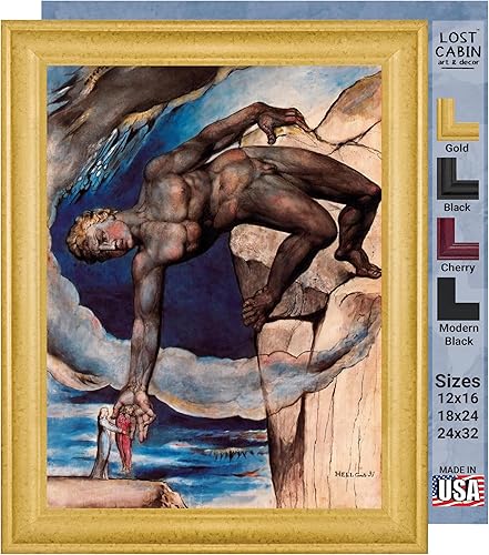 Miniatura 58 de Guillermo Blake Lost Cabin Nabucodonosor | Impresión en marco plano negro | Reproducción de pinturas de obras de arte finas | Póster decorativo