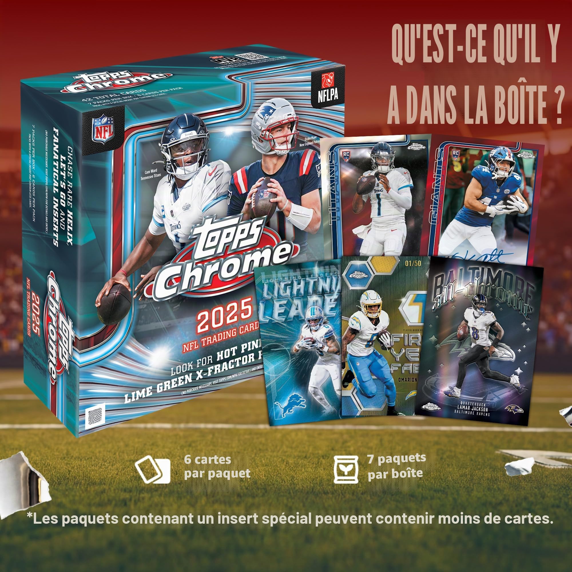 Ballon de football Topps chromé 2025 – scellé en usine – Mega Box