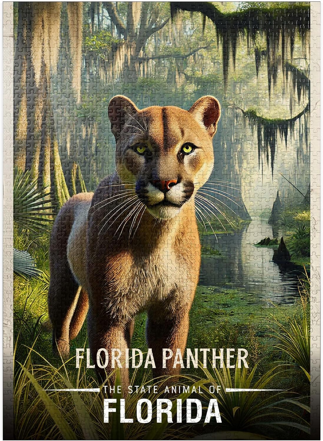 MyPuzzle Florida, Florida Panther: State Animals Series - Premium 1000 Piece Jigsaw Puzzle for Adults