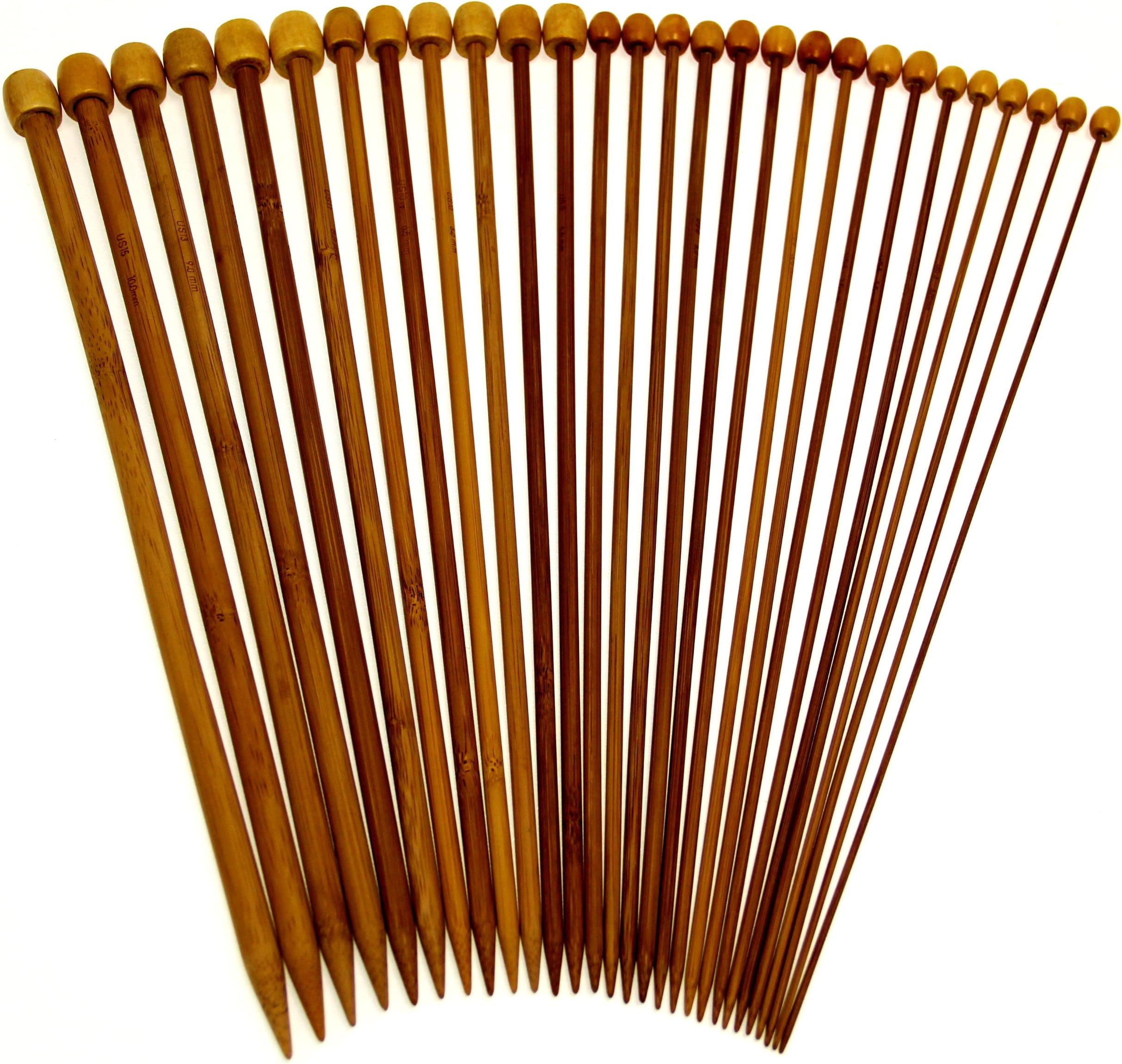 Stanwood Needlecraft Carbonized Patina 13" Single Point Bamboo Knitting Needles 14 Sizes