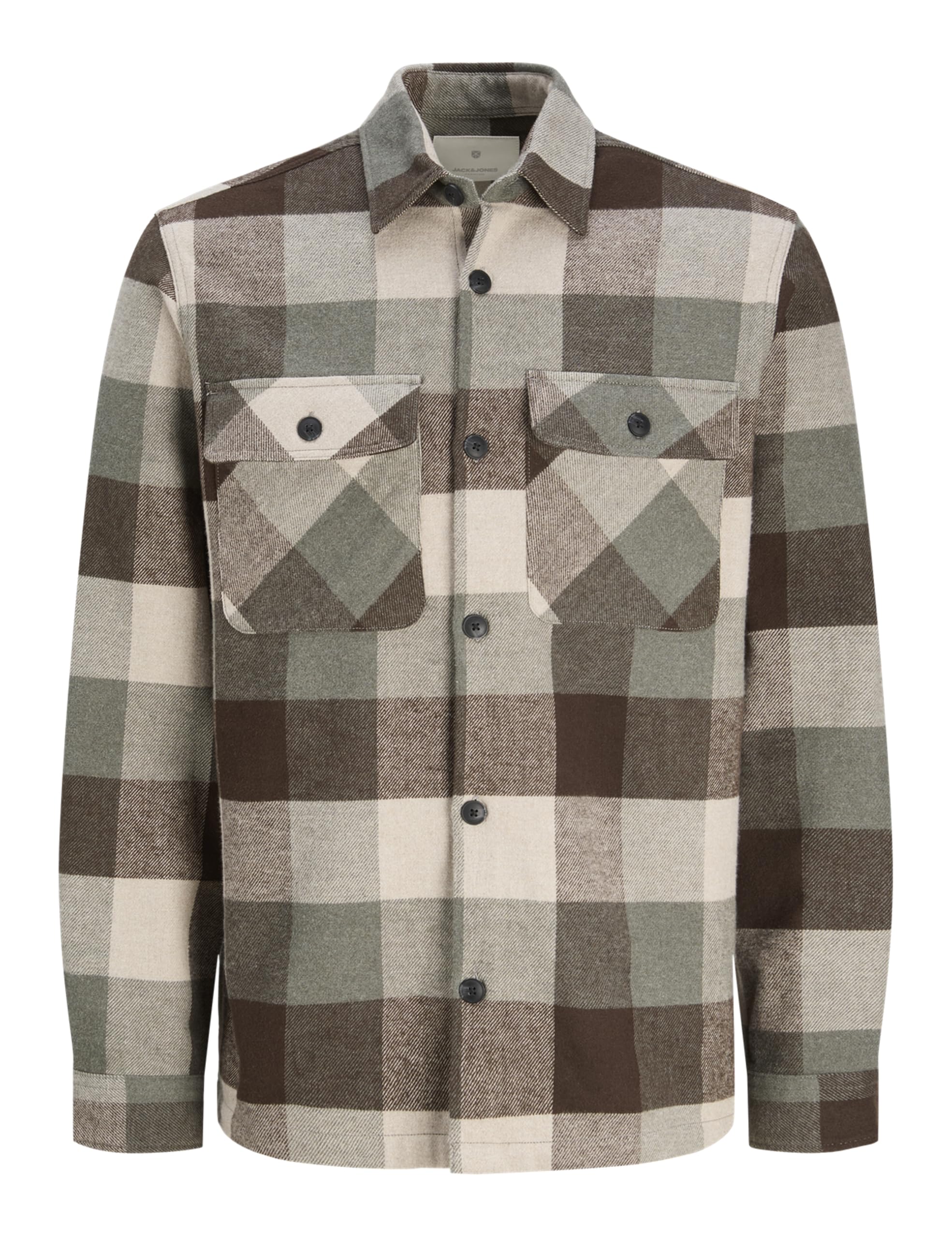 JACK & JONES Men's Jprraymond Melange Check Ls Overshirt Sn Long Sleeve Shirt, Agave Green/Fit:Comfort Fit, XXL
