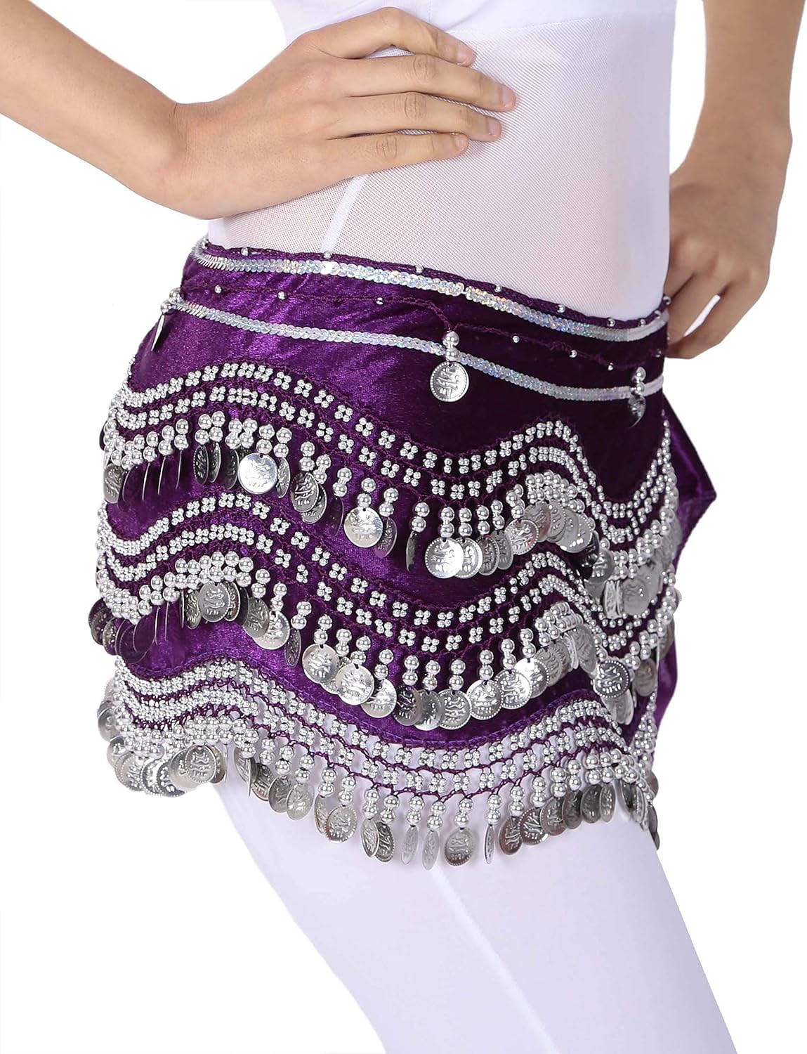 Lauthen.S 248 Coins Belly Dance Hip Scarf Tribal Belt Halloween Gypsy Costume Accessory - Image 3