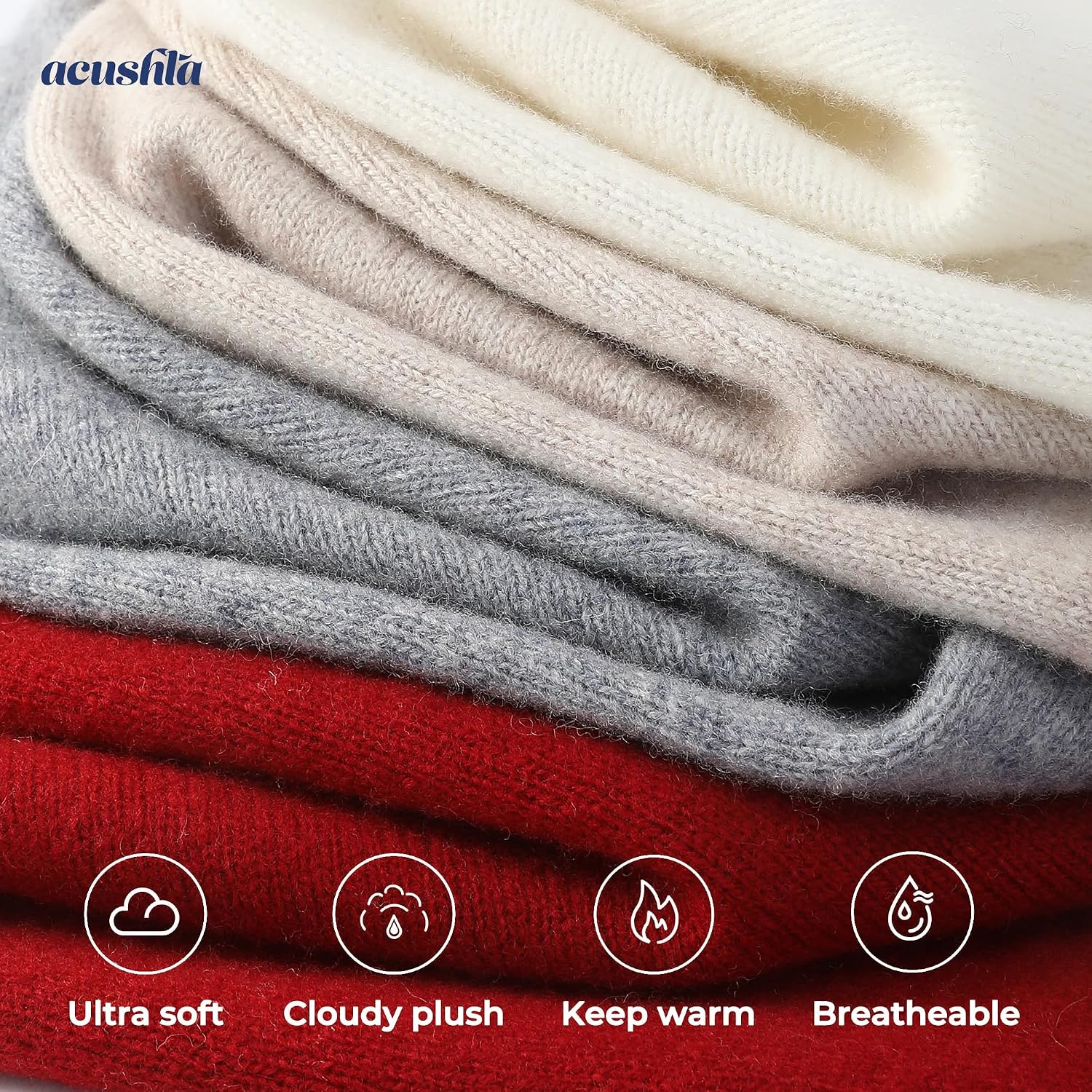 ACUSHLA 100% Merino Wool Shawl Wraps for Women Winter Knit Pashmina Scarf Poncho Shawl for Sweater Dress Wedding