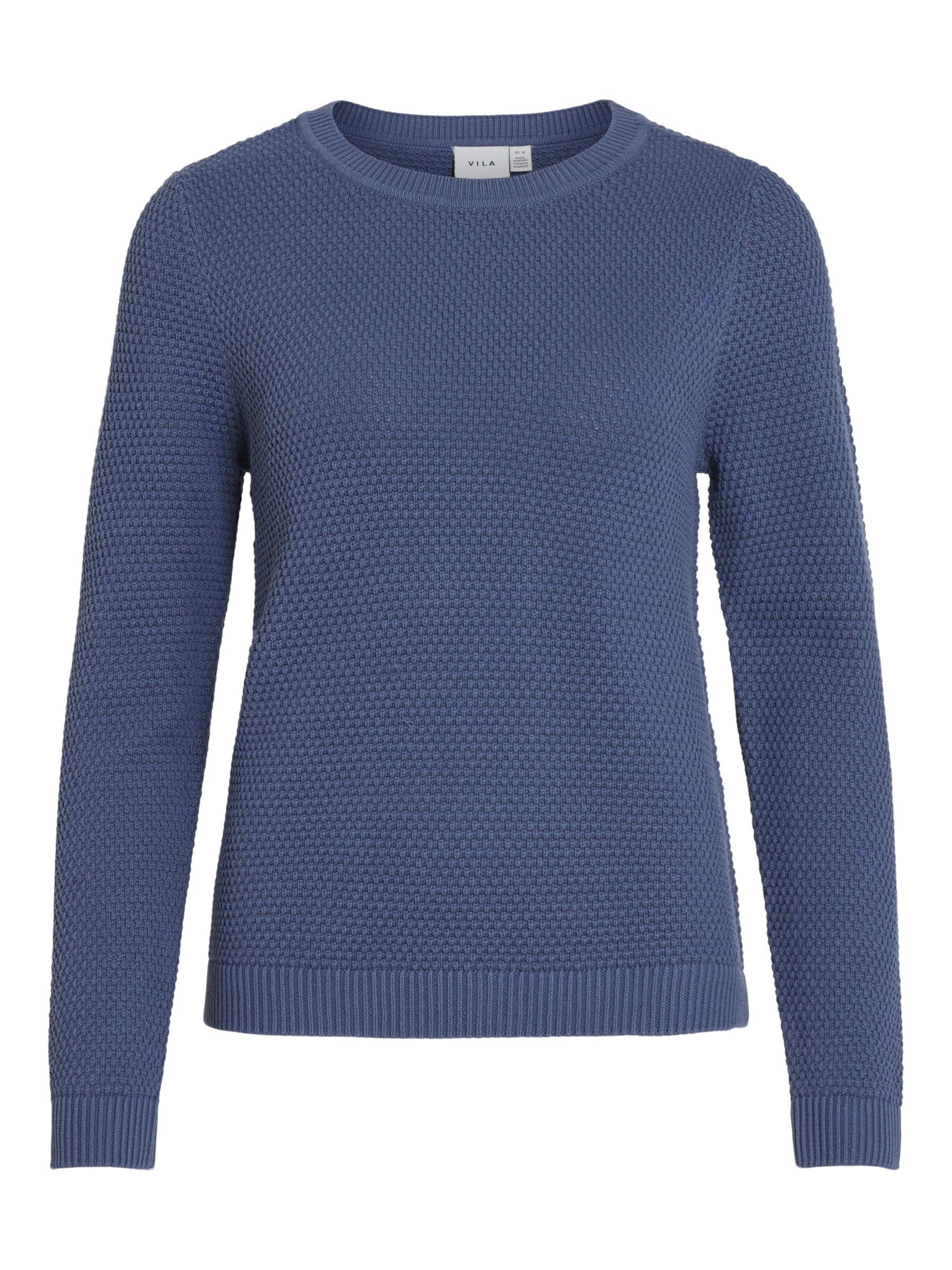 Vila Women's Bijou Blue Vidalo O-Neck L/S Knit Top Noos Jumper, L
