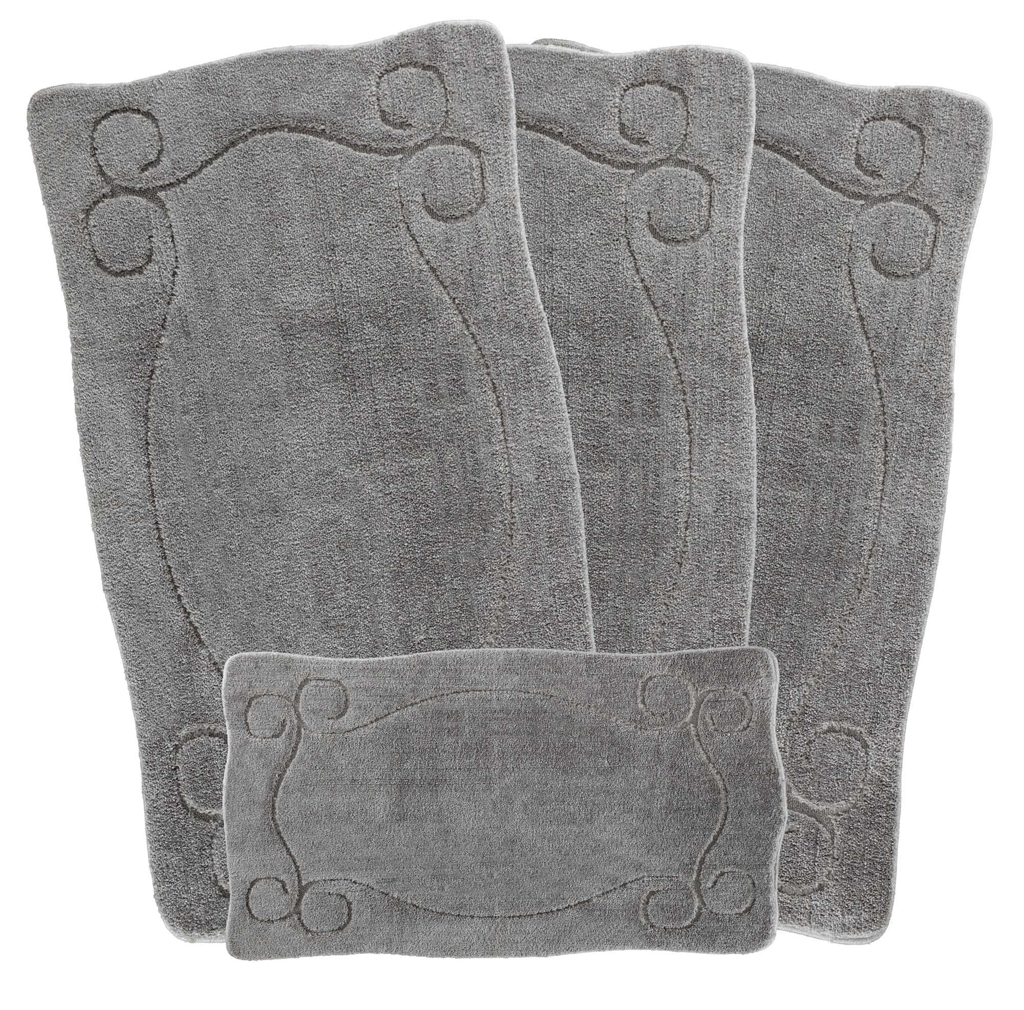 emmahome ROMANY GYPSY WASHABLE 4PCS MAT/RUG SET, CARAVAN/MOBILE HOME TOURER SIZES, 67X120CM, ELVIN Smart (Grey)