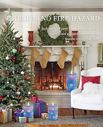 Vista 4 de Da by Velas sin llama con tira de luces, velas que funcionan con pilas, velas LED parpadeantes con control remoto y temporizador, cera real, paquete