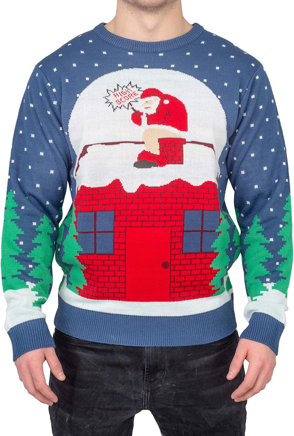 Costume Agent Santa Claus Pooping Chimney Ugly Christmas Sweater
