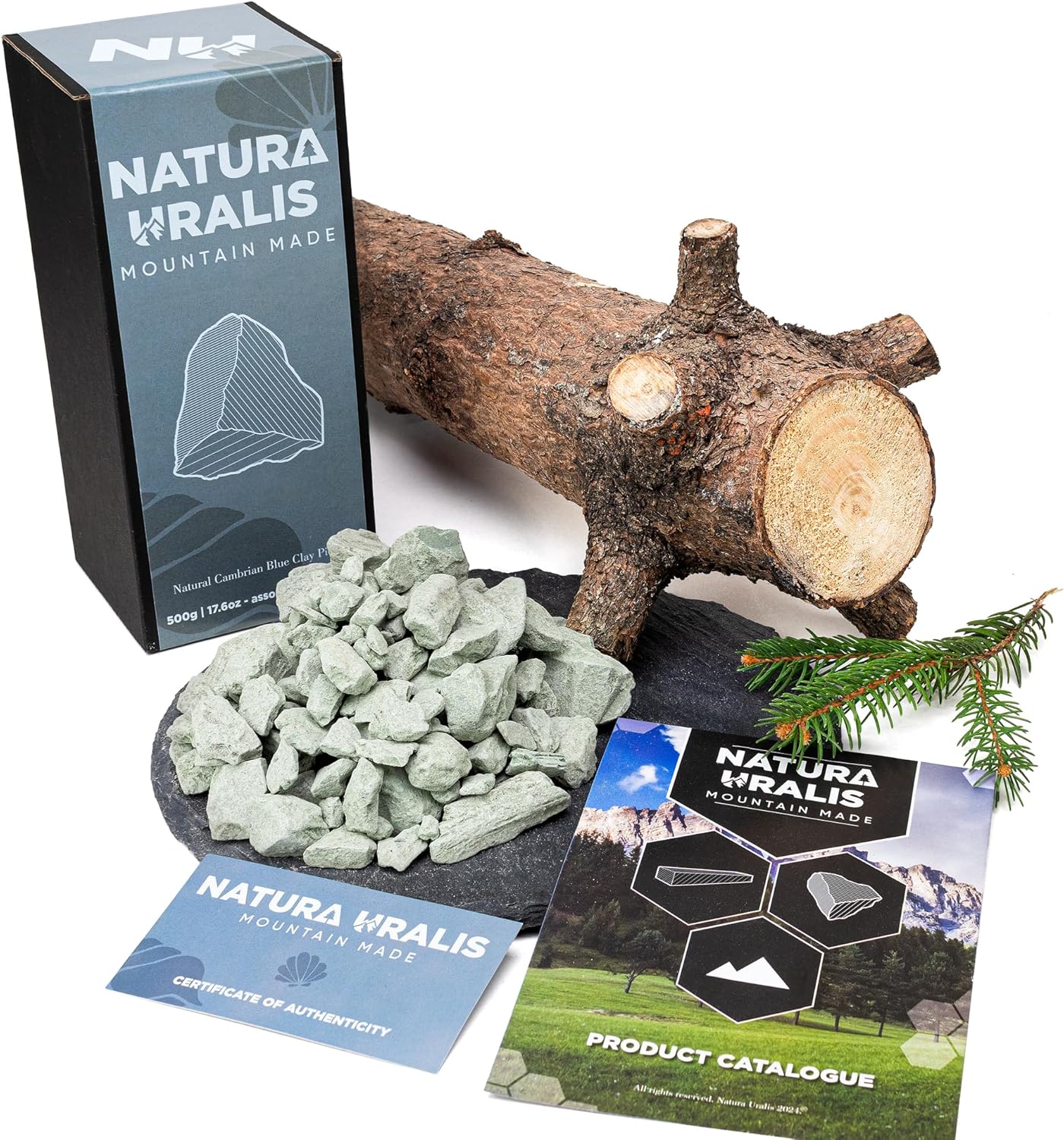 Natura Uralis Cambrian Blue Clay | 500g of Natural Blue Clay, Blue-Grey to Pastel Blue - Amazing Crunch, Satisfying Earthy, Velvety and Firm Texture, ASMR Sensation