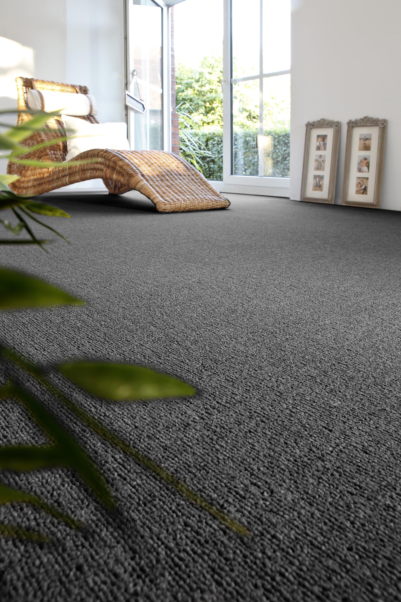 andiamo Teppichboden Henry - pflegeleicht und einfach zu verlegen - Auslegware Teppichboden - Meterware Bodenbelag in Schlingenstruktur mit Trittschalldämmung 200 x 600 cm Anthrazit