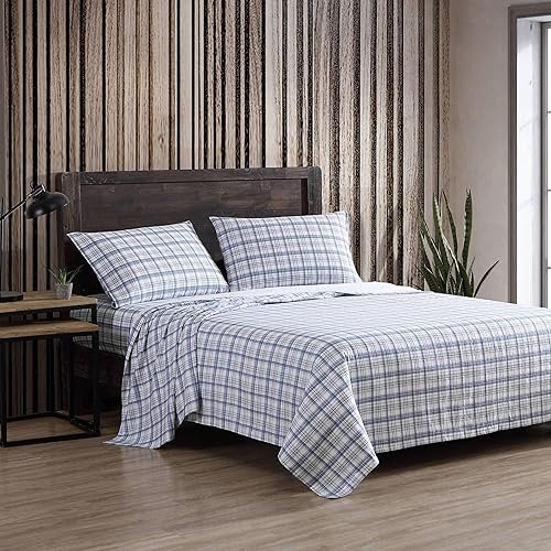 Eddie Bauer - Juego de sábanas de tamaño individual, de franela de algodón cepillado para mayor suavidad, acogedora decoración para el hogar (Beacon