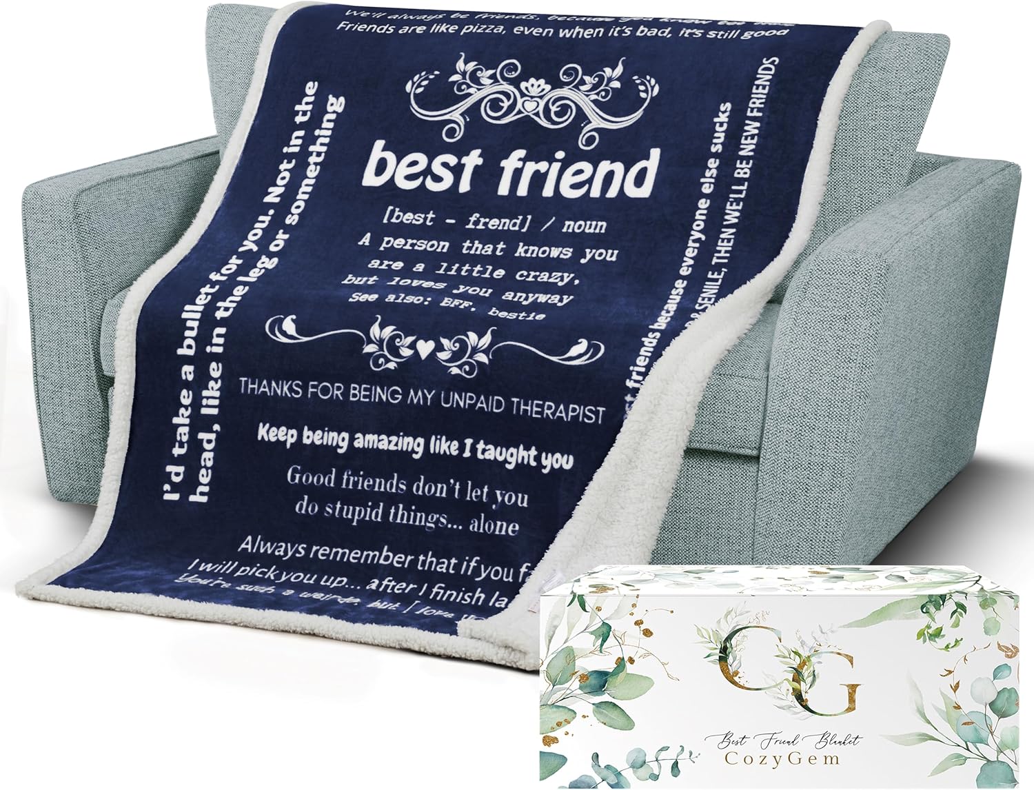 CozyGem Funny Best Friend Blanket, Best Friend Birthday