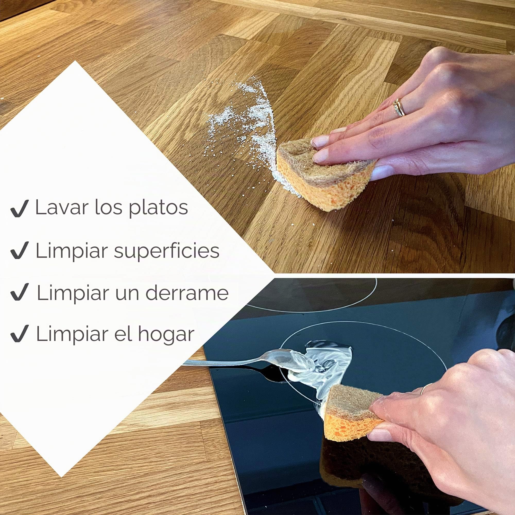 Esponjas naturales biodegradables ecológicas antiarañazos para cocina y baño (paquete de 12)