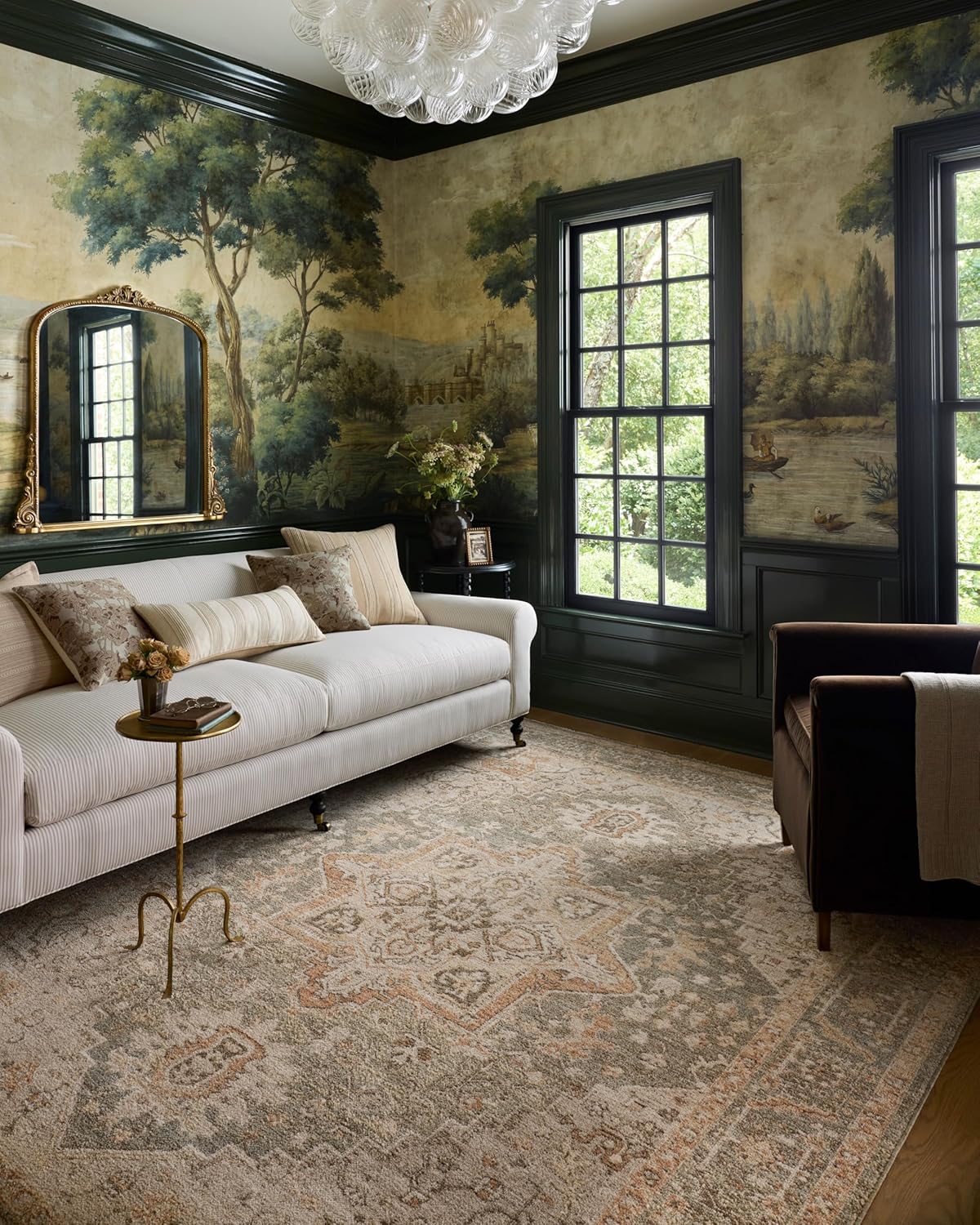 loloi chris loves julia palma collection plm-08 olive/spice 2'-3" x 3'-10" fringe accent rug vintage style boho living room bedroom carpet olive / spice 2'3" x 3'10" (rectangular)