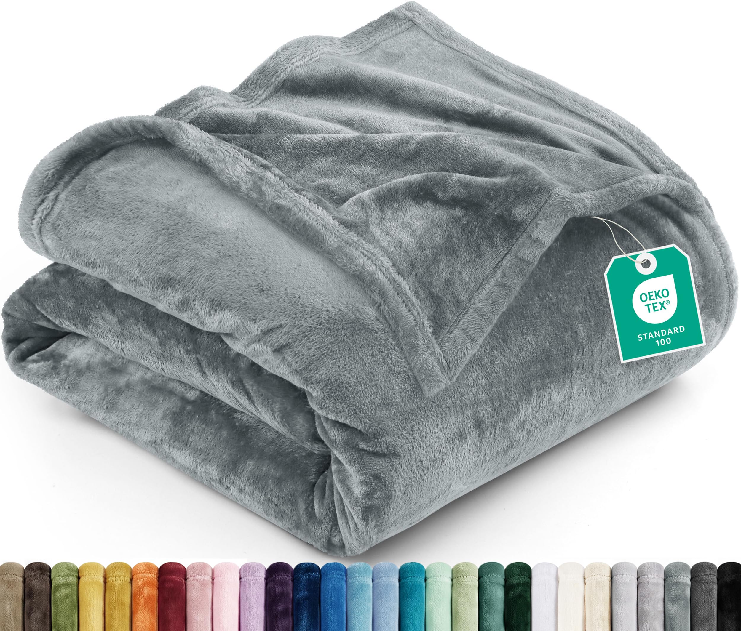 Utopia Bedding Soft Fleece Bed Blanket Throw Size Ash Grey (50x60 Inch)
