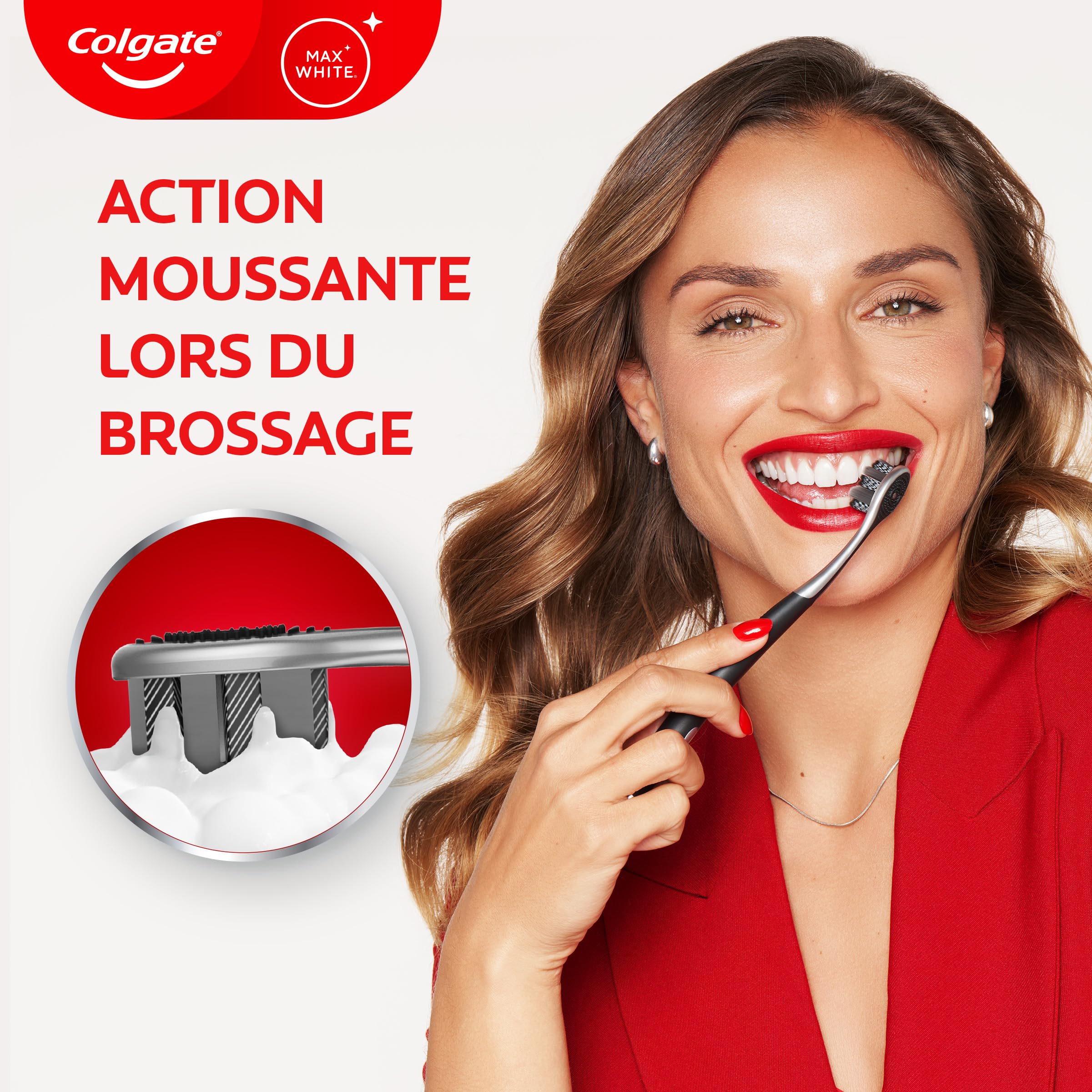 COLGATE - Ręczna szczoteczka do zębów Max White Ultra - Pasma z węglem drzewnym - Przeznaczona do usuwania plam z powierzchni