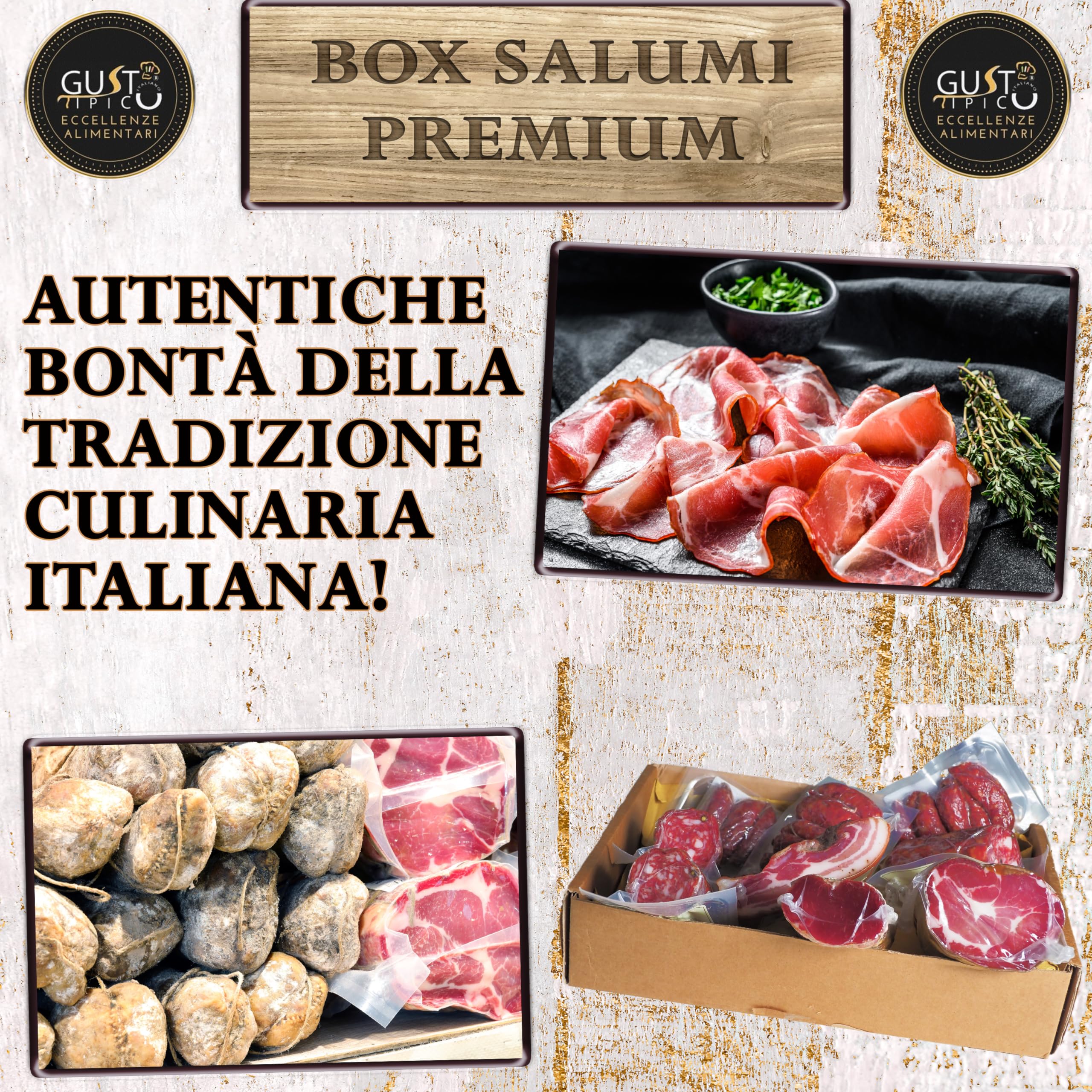 Gusto Tipico Italiano Cesta Salumi | Cesti Salumi Artigianali | Cesta Natale, Cesti Natalizi Alimentari Salumi | Cesto Natale Salumi, Cesta Regalo Natale (PREMIUM - COMPLETA)