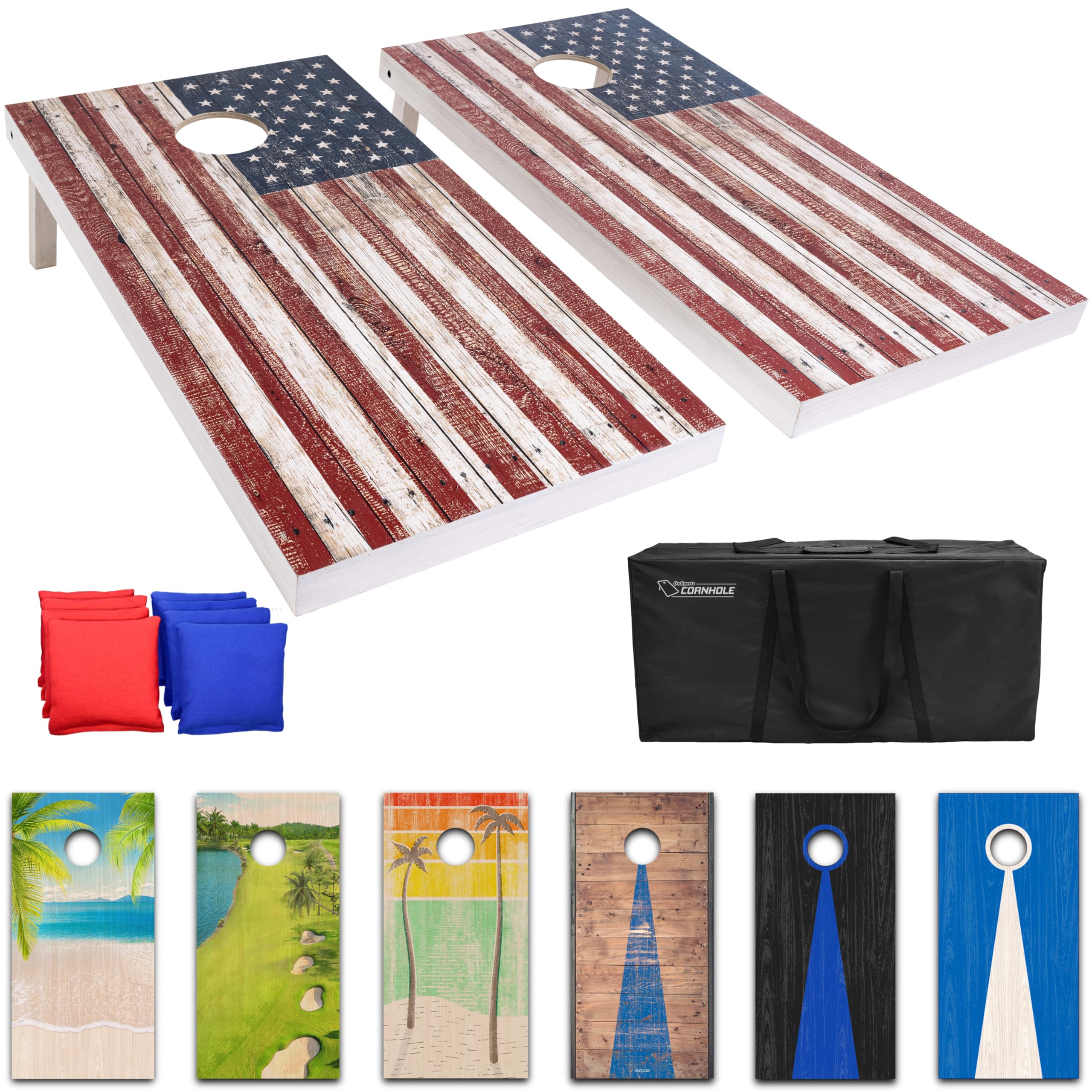 GoSports 4 ft x 2 ft Regulation Size Premium Wood Cornhole Set - Vintage Wood Designs