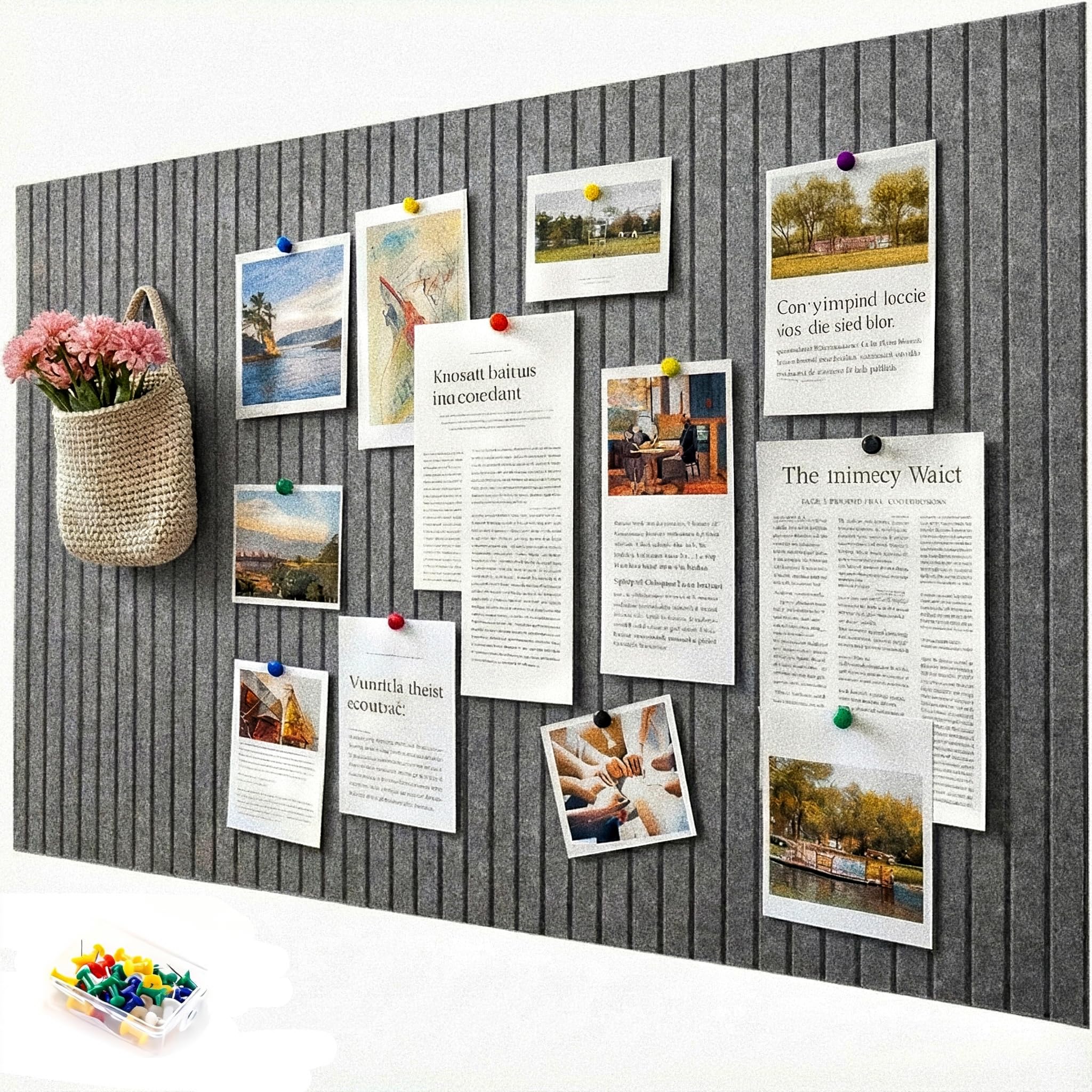 Modern & Große Pinnwand aus Filz, faltbar selbstklebend, 60x