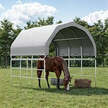 12 x 12 Gray Horse Shelter Canopy Top, Heavy Duty UV-Resistant Waterproof Livestock Shelter Cover for Horse, Cattle, Goat, Fits Most Corral Panels and Gate Panels Not Included