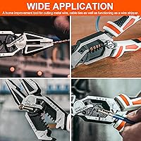 Vista 8 de VANQUISH Alicates de Línea 8 en 1, alicates combinados multiusos de 8 pulgadas, cortador de alambre, crimpador/pelador, herramienta de mano de acero