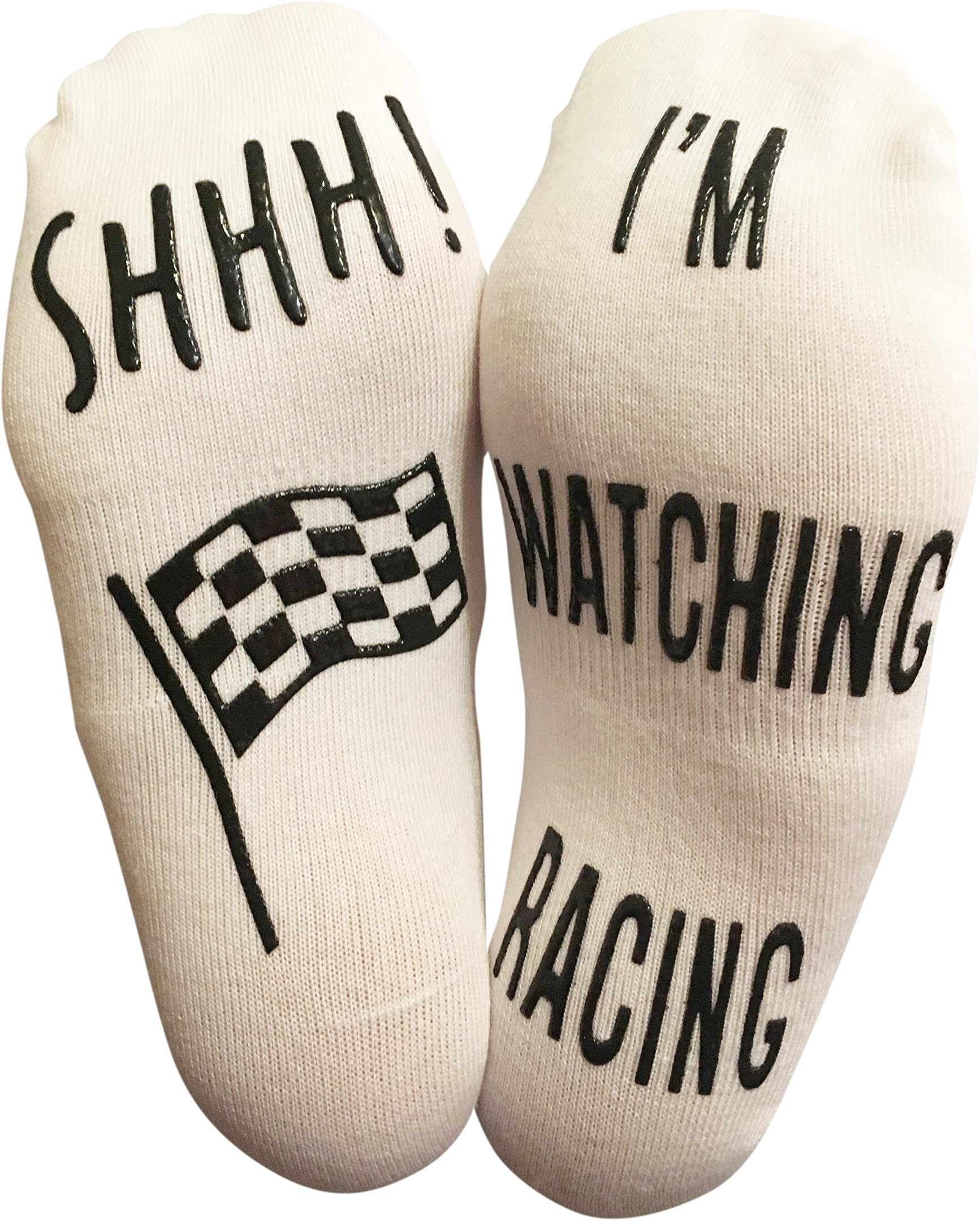 Shhh I'm Watching Racing' Funny Novelty Socks For Those People That Love Racing (Ankle Lounge Socks)