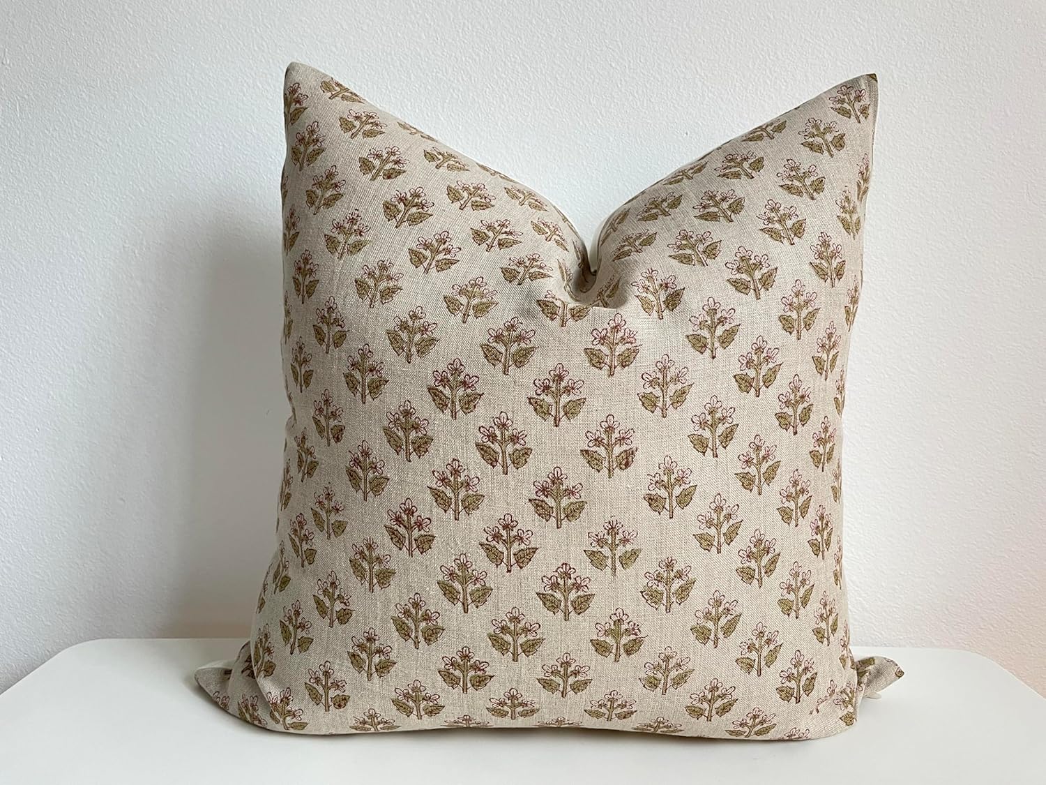 Canyon Theory Studio Hand Block Print Pure Linen 20x20 Inch Throw Pillow Cover: Indoor Outdoor Handmade Vintage Cushion Cover (Cora)