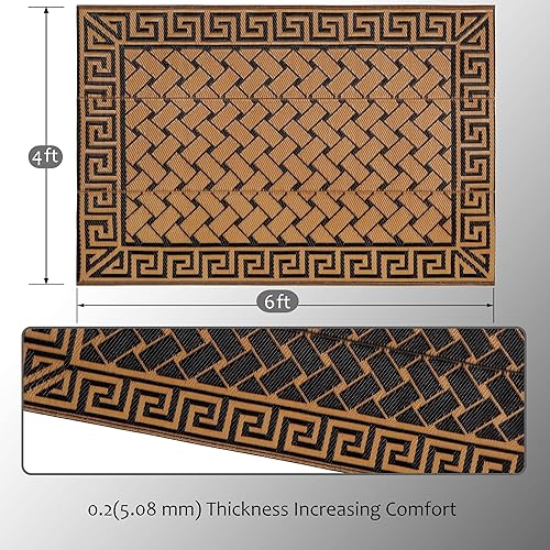 Miniatura 215 de SAND MINE Alfombras reversibles, alfombra de paja de plástico, alfombra de área moderna, alfombra de pavimento grande y alfombra para exteriores
