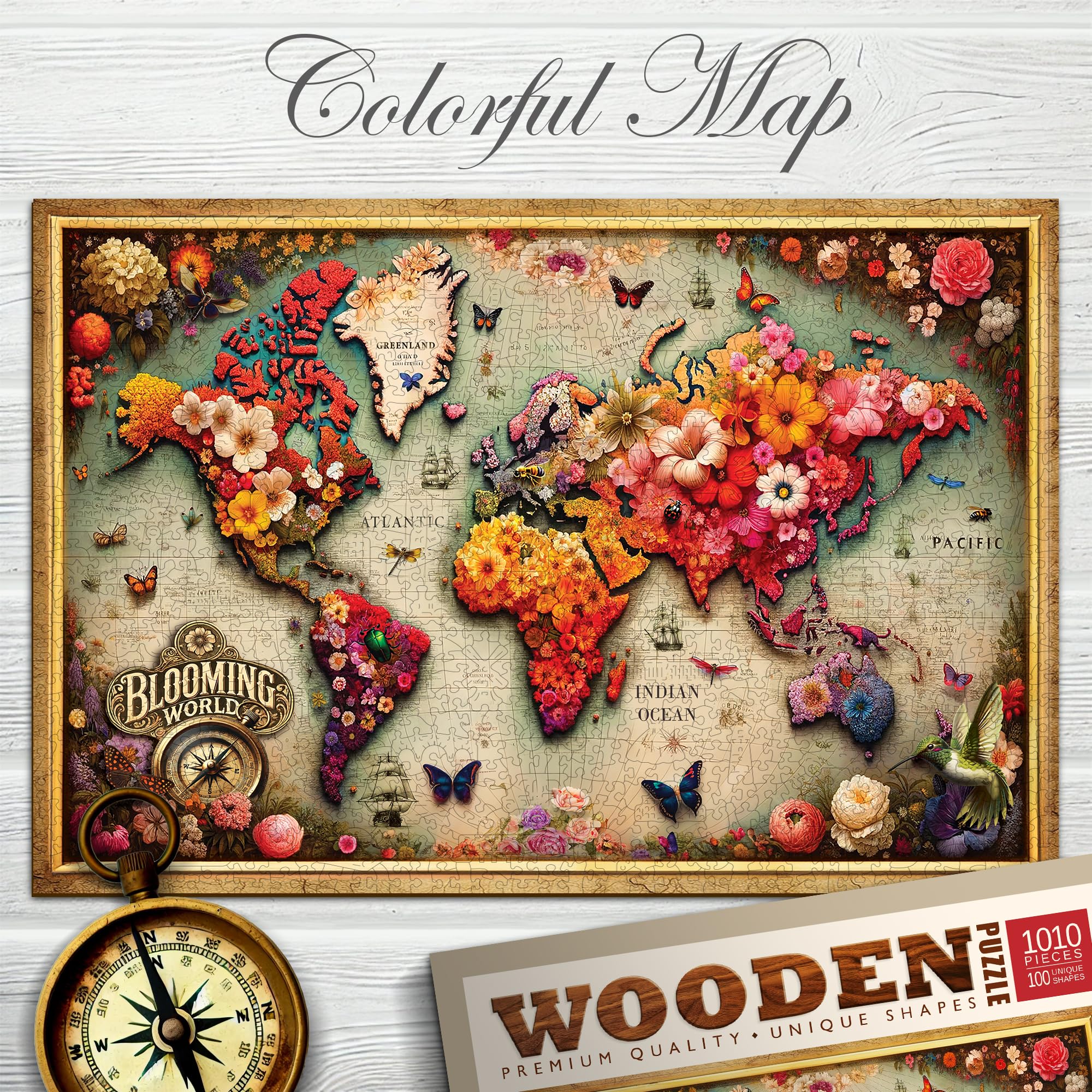 WOODEN.CITY Rompecabezas de Madera para Adultos - Diseño Único de Mapa Colorido, Puzzle Madera 1000 Piezas, Desafiante para Entusiastas de los Rompecabezas.