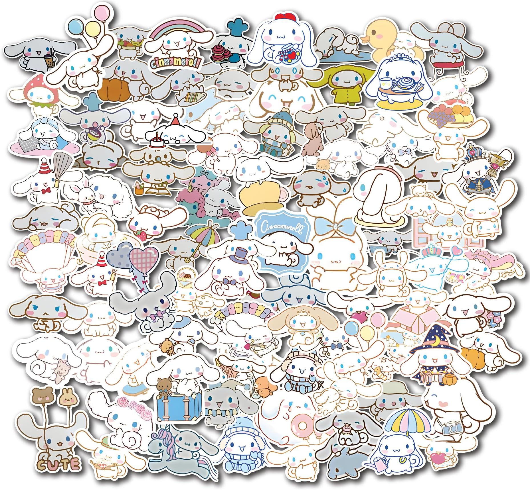 Cinnamo-roll Stickers for Journal Laptop Mobile Diary Kids Scrapbook Sticker Decor