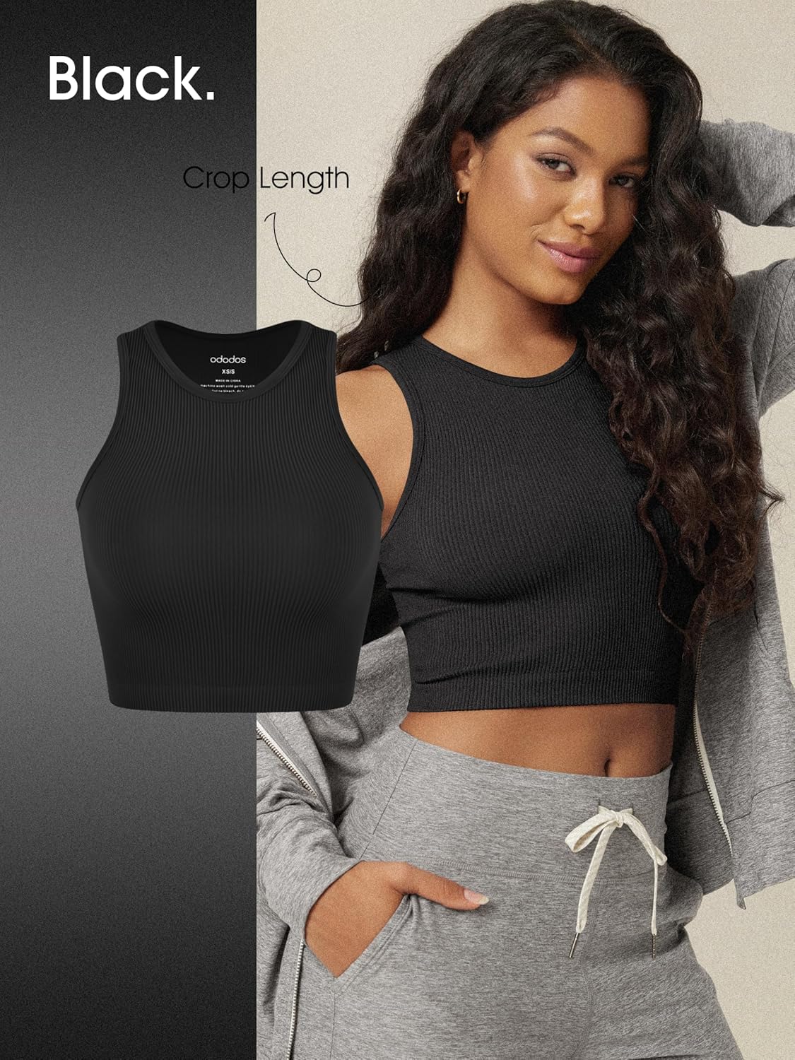 ODODOS 3-Pack Seamless Crop Tank for Women Ribbed Soft High Neck Cropped Tops - Image 3