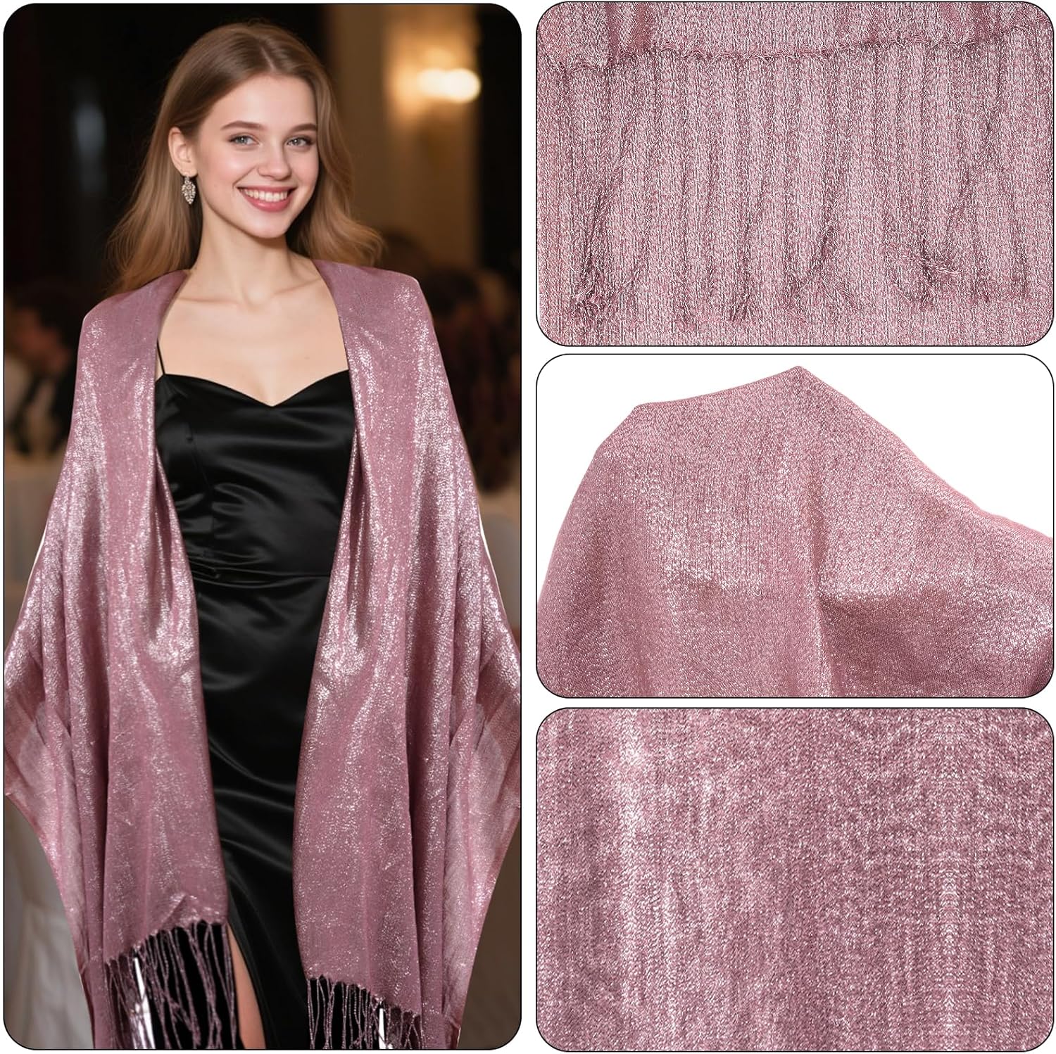 Women's Pashmina Shawls Wraps Scarf for Evening Dresses Bridal Bridesmaid Wedding Winter Large Warm Soft Silky Scarves - Image 4