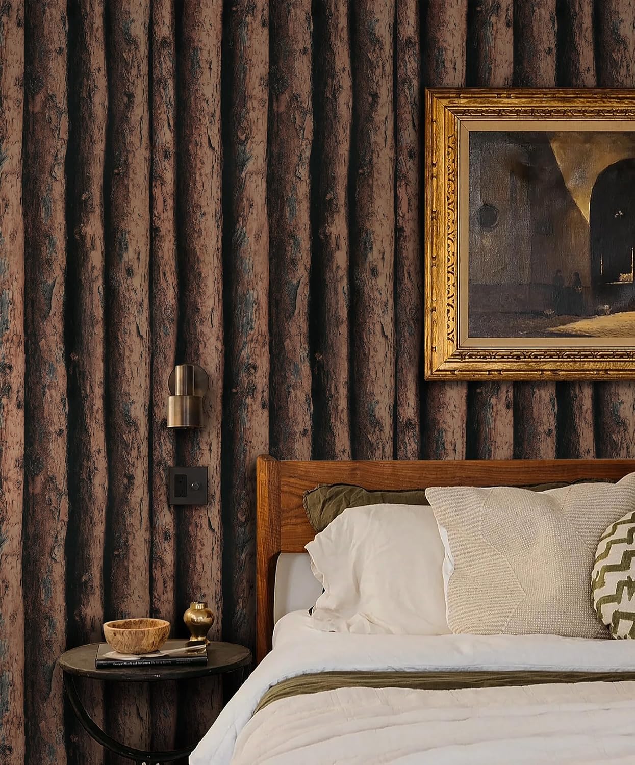 Kitico Wood Wallpaper Peel and Stick Wallpaper 17.3"X394" Faux Wood Removable Brown Wood Contact Paper Self Adhesive Wall Paper for Bedroom Living Room Waterproof